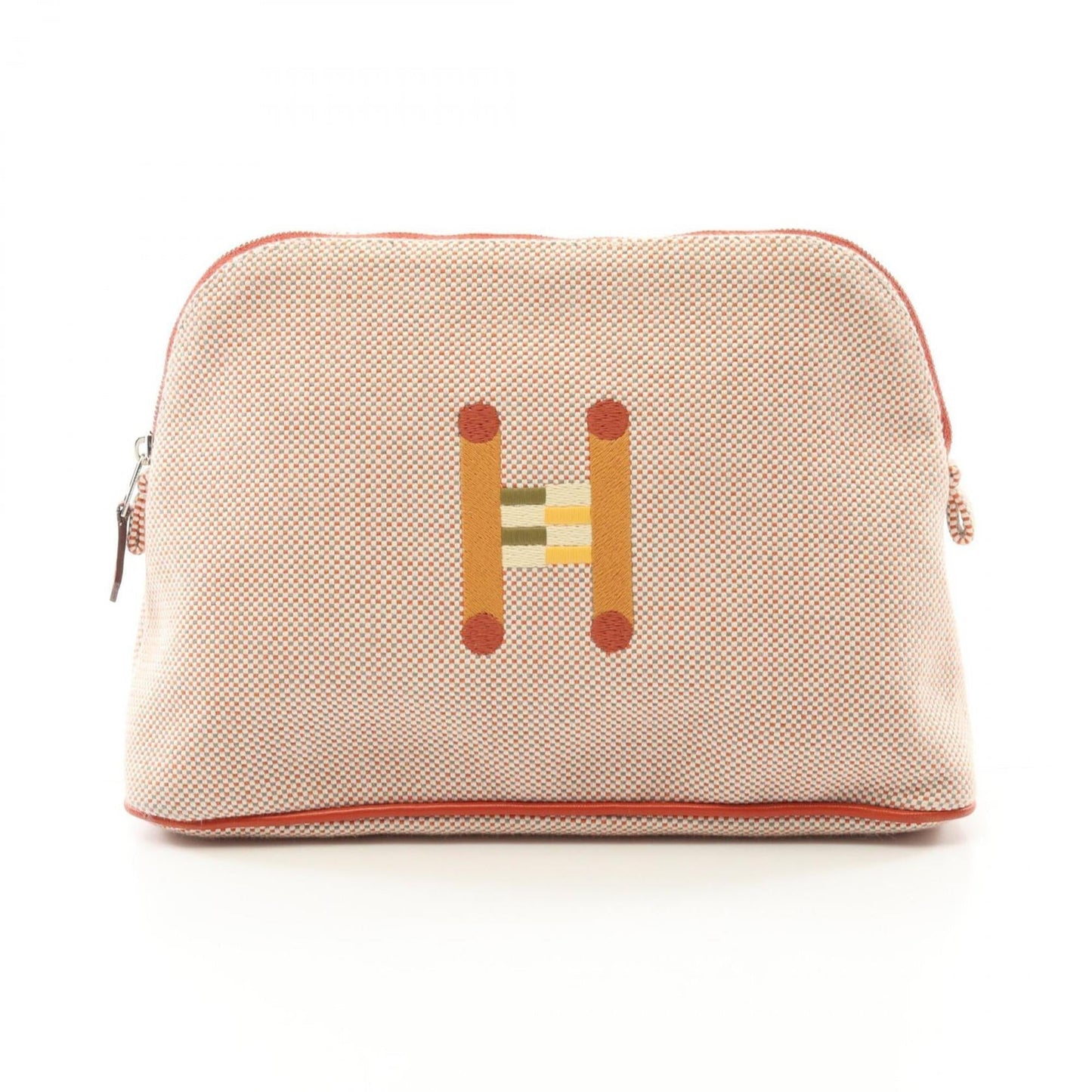 Hermes Multi-Color Red Color Canvas Leather Pouch ( )