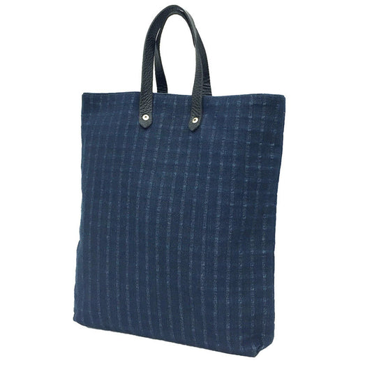 Hermes Navy Canvas Leather Tote Bag ( )