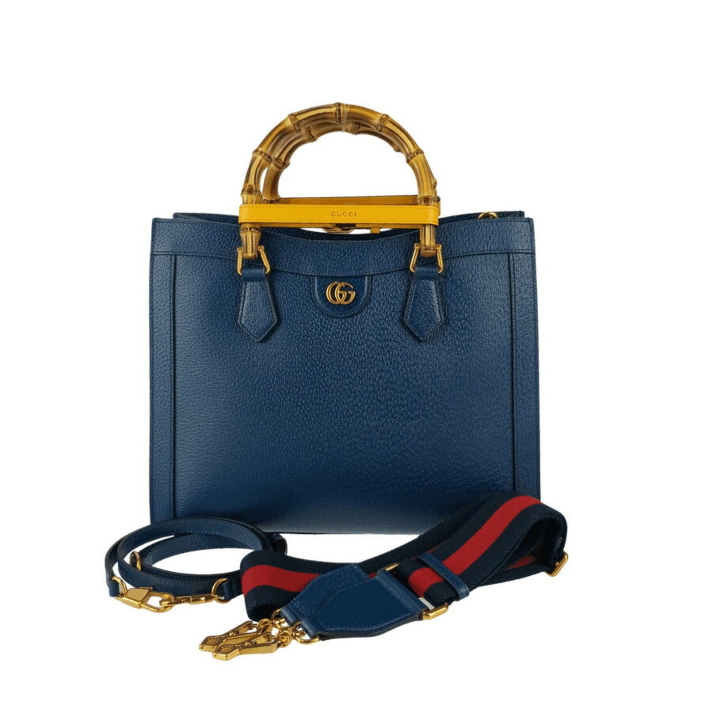 Gucci Royal Blue Leather Handbag Shoulder Bag Tote Bag ( )