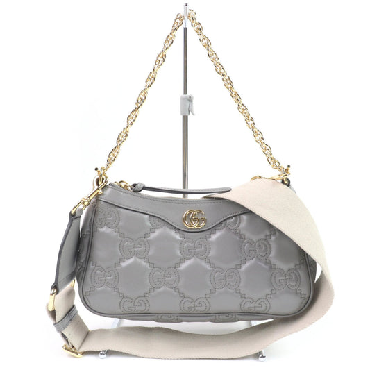 Gucci Gray Leather Handbag Shoulder Bag ( )