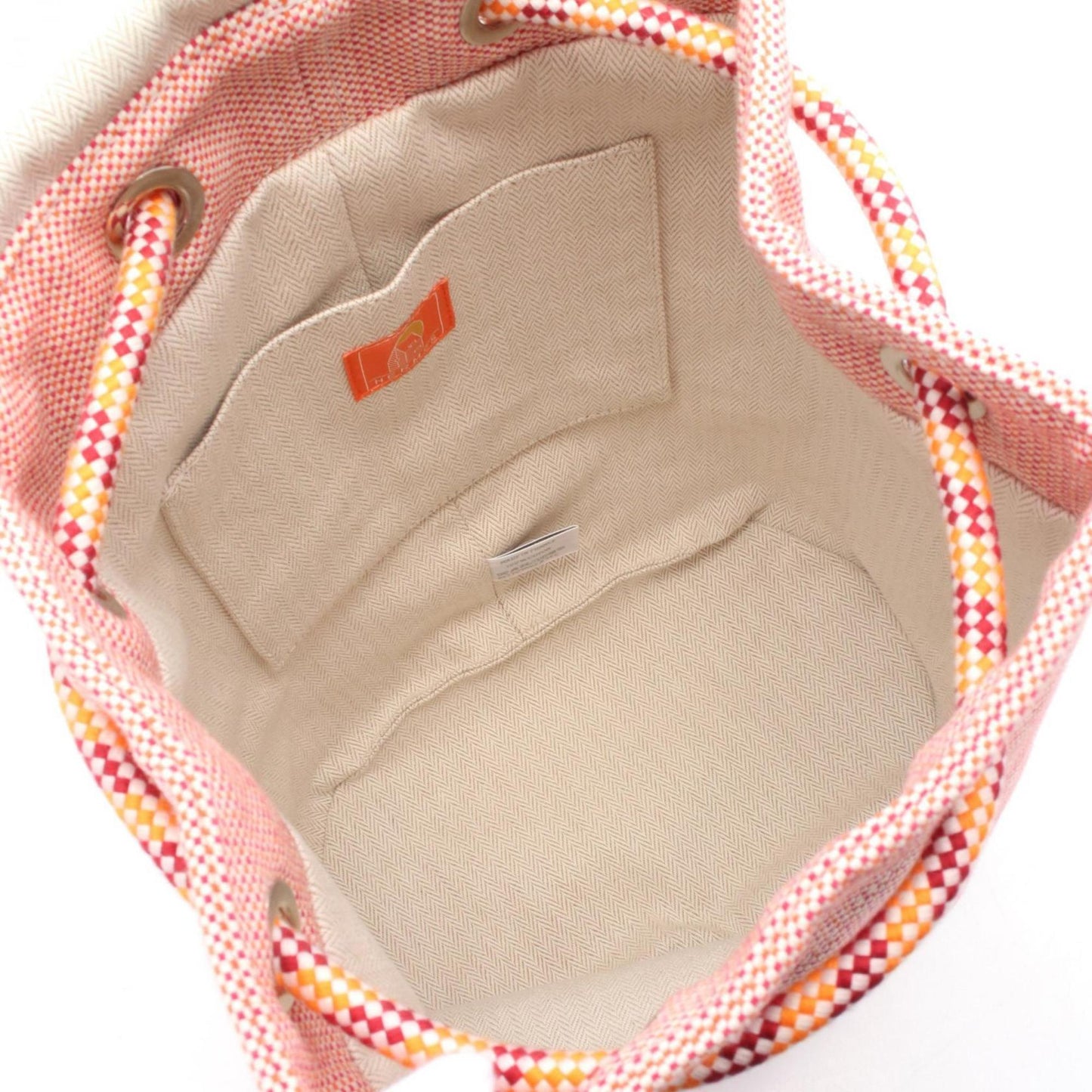 Hermes Multi-Color Orange Toile Chevron Canvas Backpack ( )