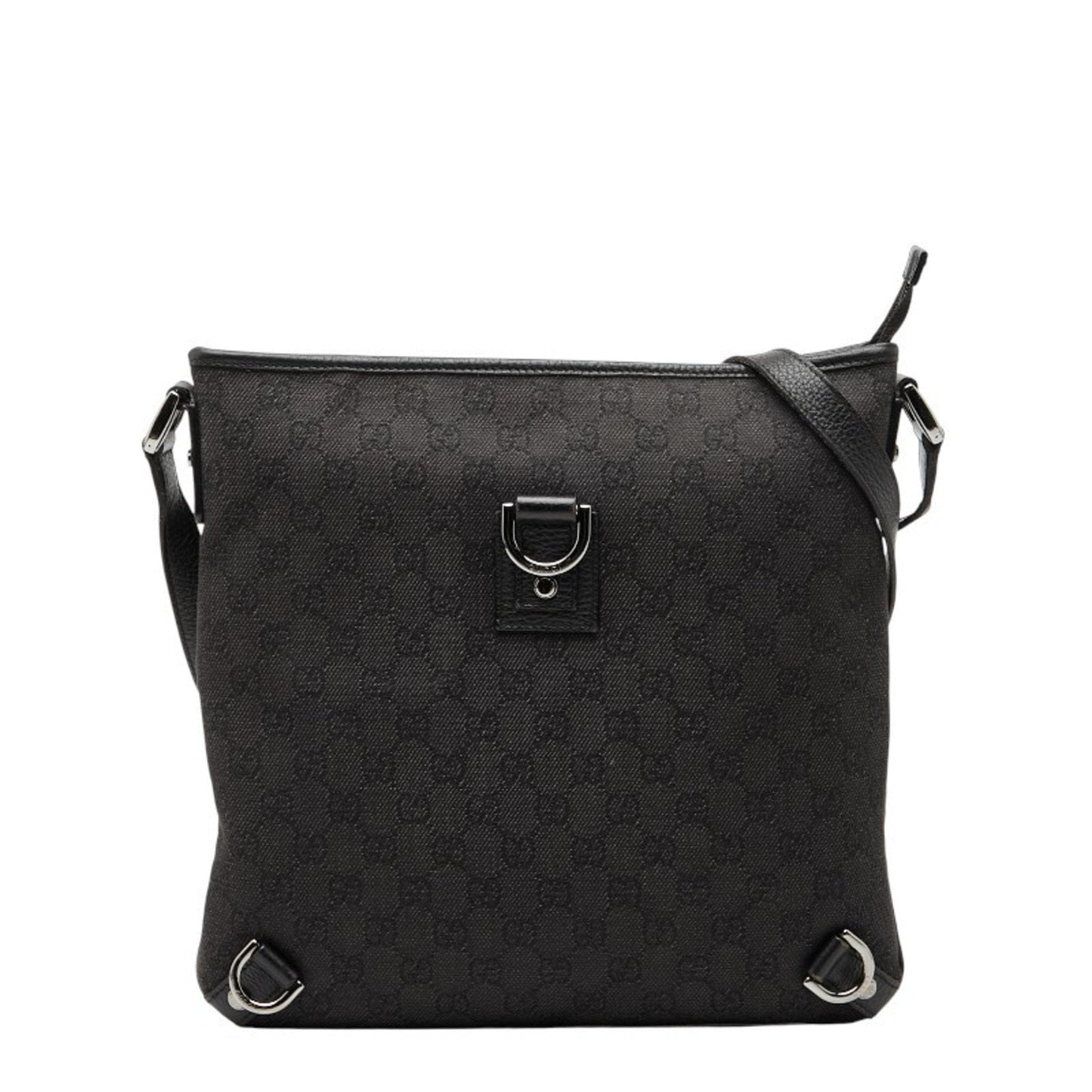 Gucci Black Canvas Leather Shoulder Bag ( )