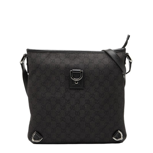 Gucci Black Canvas Leather Shoulder Bag ( )
