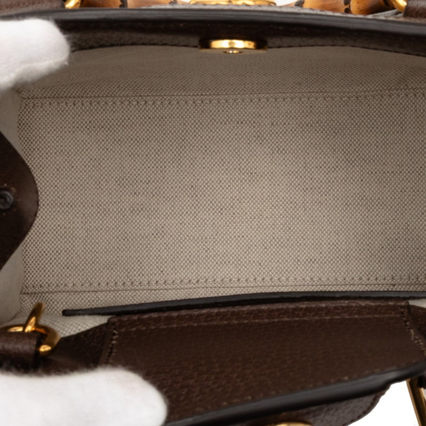Gucci Brown Canvas Leather Handbag Shoulder Bag ( )