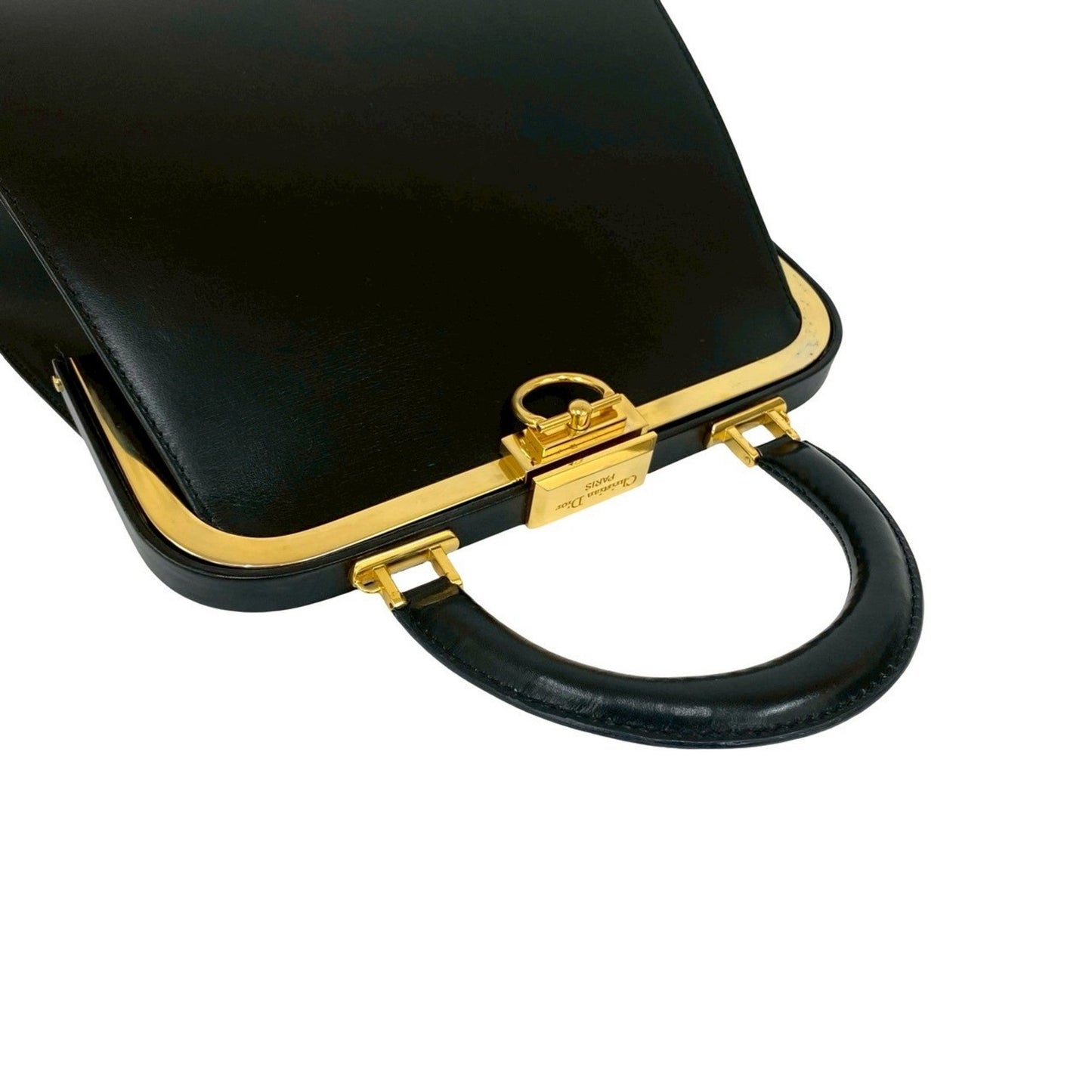 Christian Dior Black Leather Handbag Tote Bag ()
