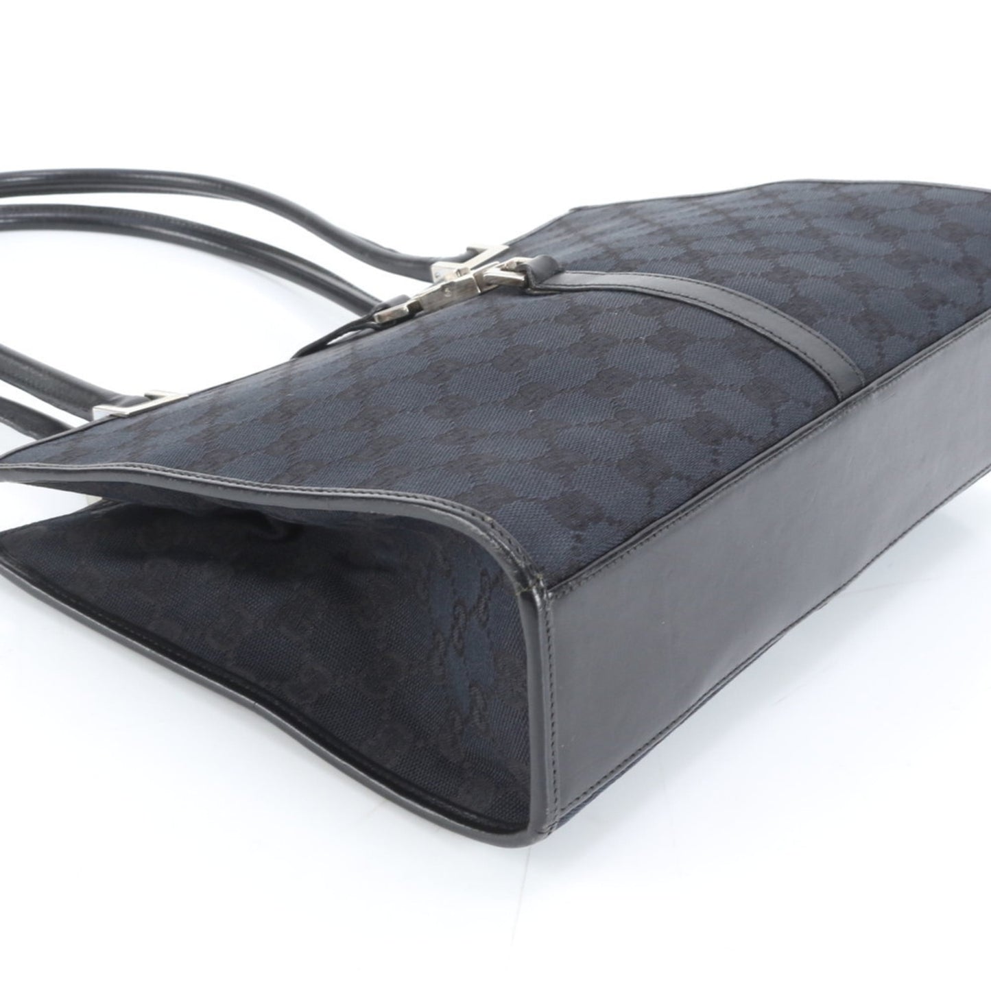 Gucci Black Leather Canvas Tote Bag ( )