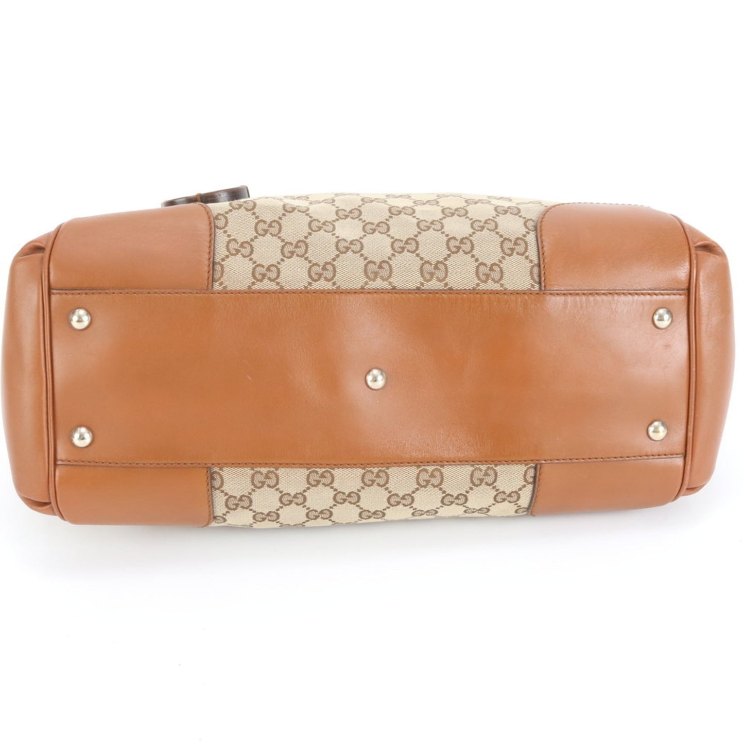 Gucci Brown Leather Canvas Tote Bag ( )