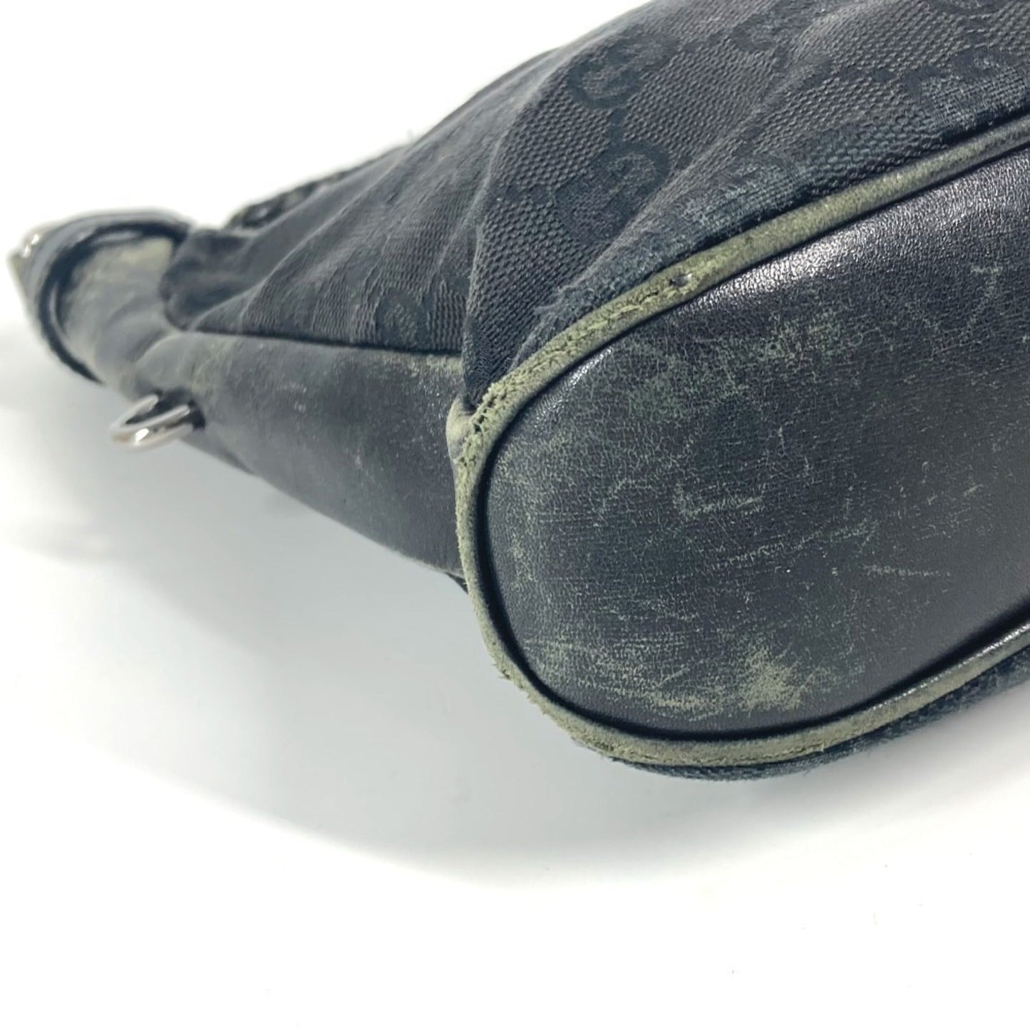 Gucci Black Gg Canvas Leather Shoulder Bag ( )
