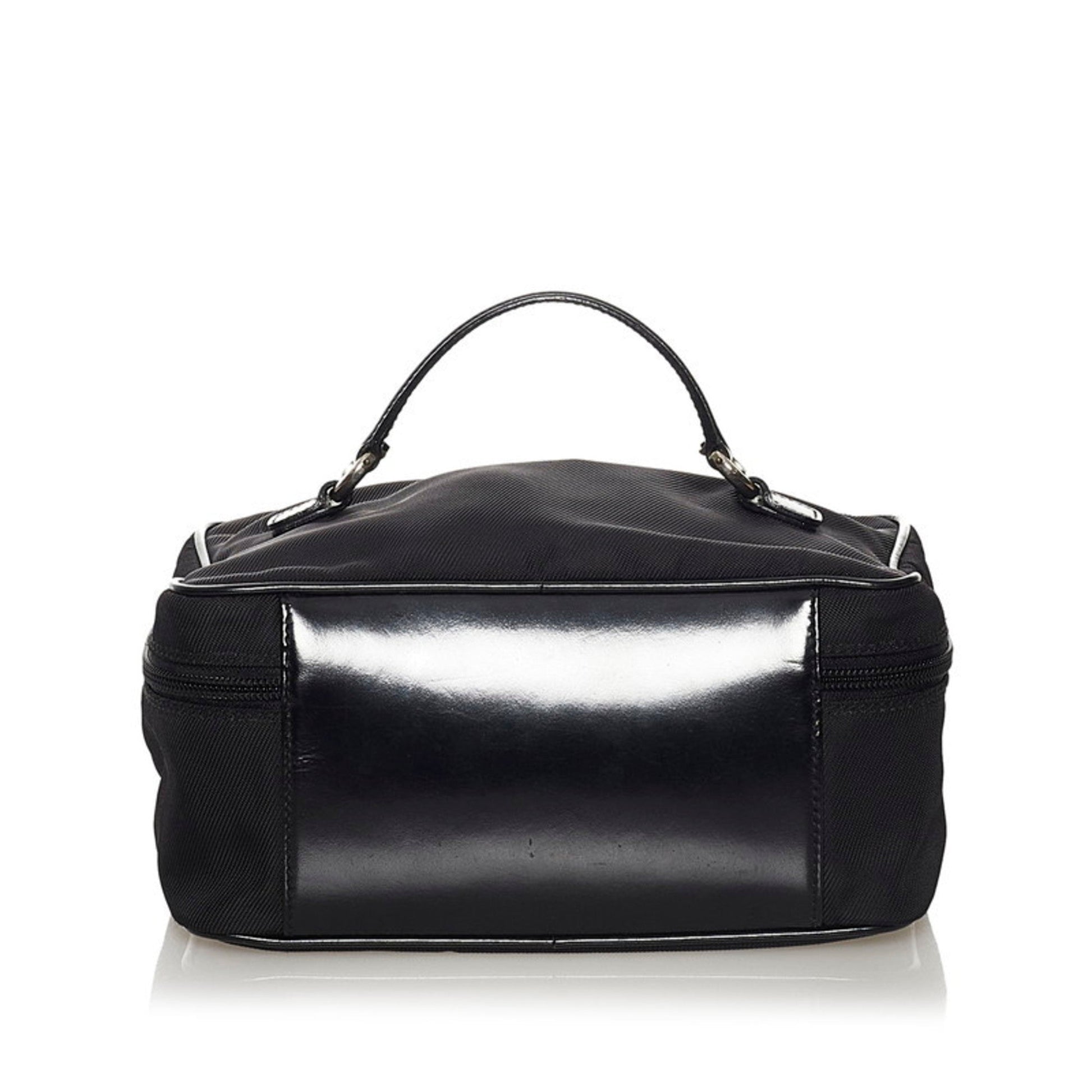 Gucci Black Leather Nylon Handbag