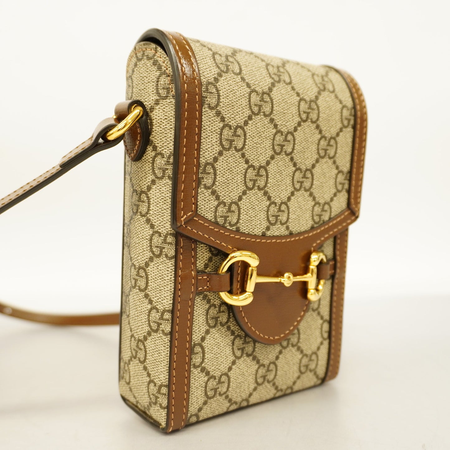 GUCCI Auth  Horsebit 625615 Women's GG Supreme Shoulder Bag Beige,Brown