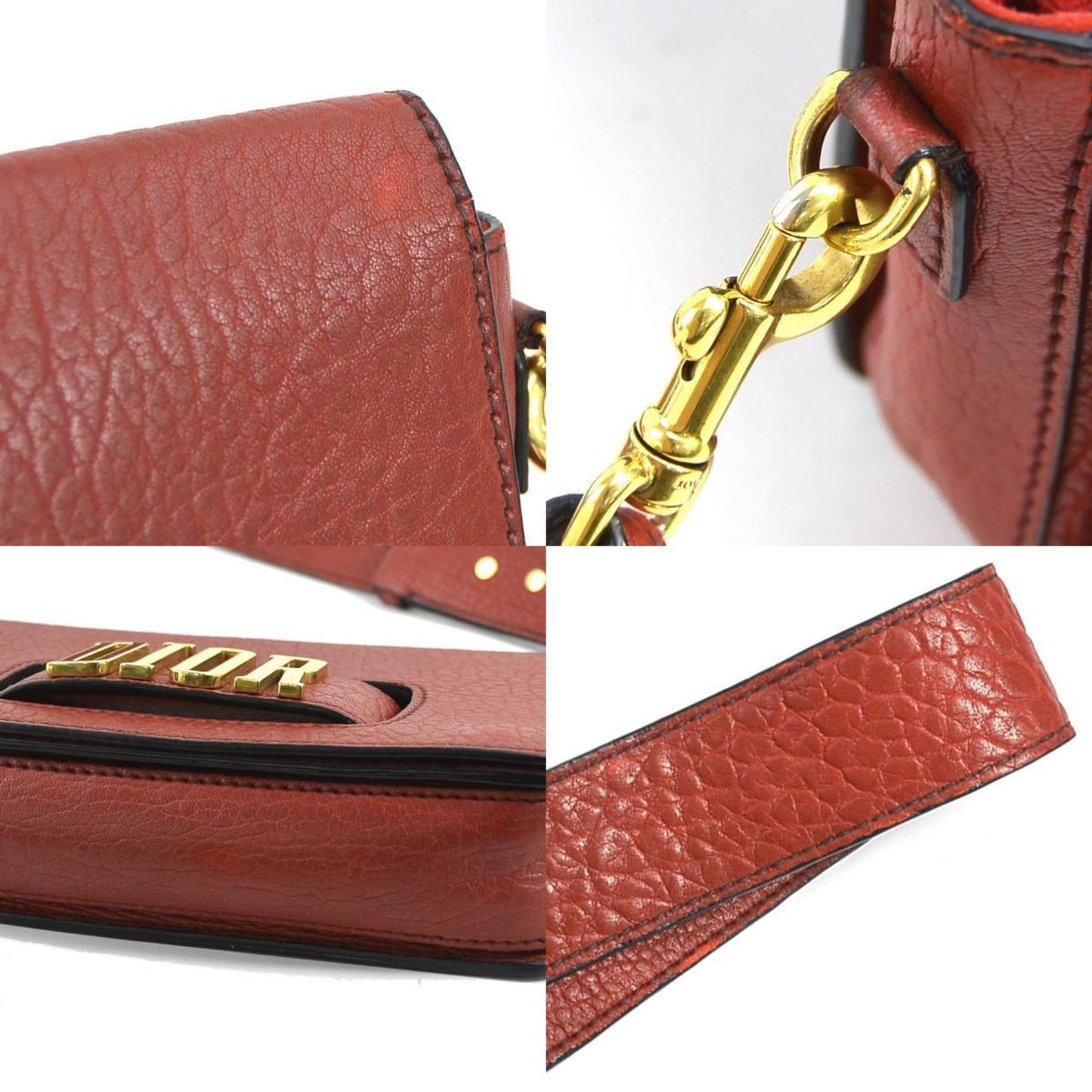 Christian Dior Red Color Leather Shoulder Bag ()