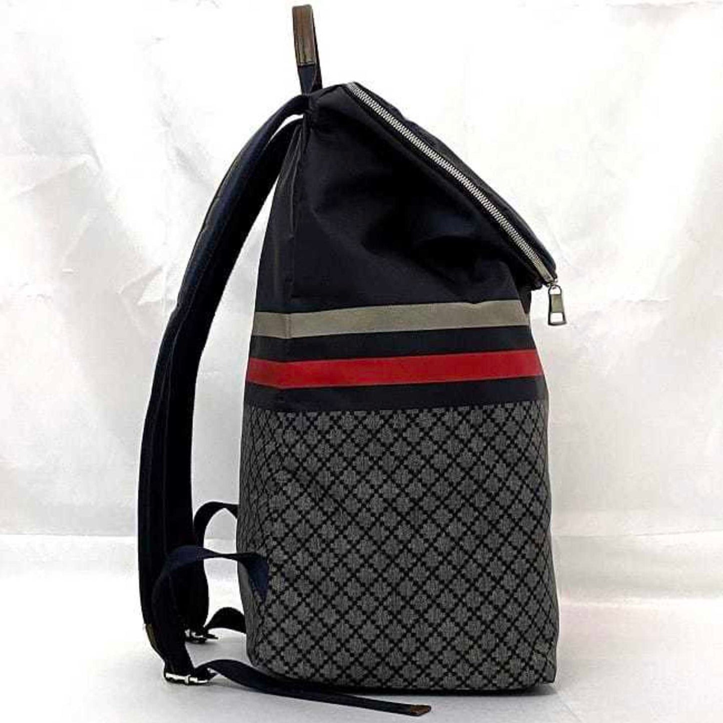 Gucci Diamante Gray Navy Nylon Leather Backpack ( )