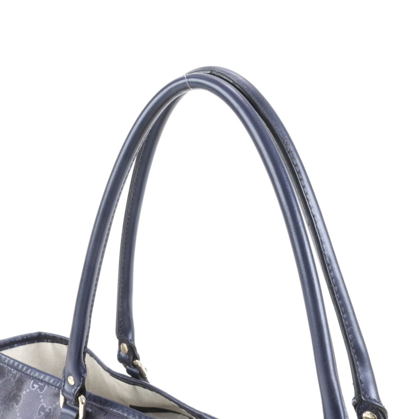 Gucci Navy Leather Coated Canvas Tote Bag ( )
