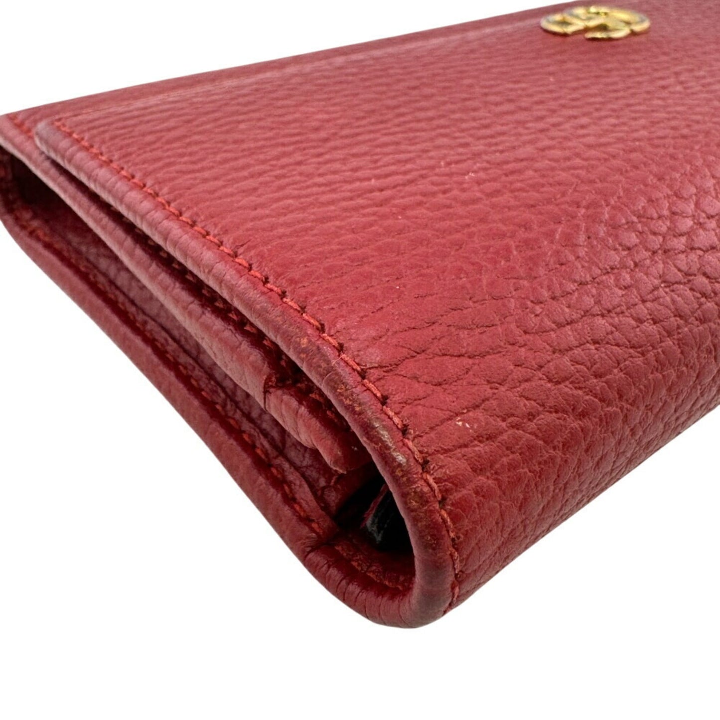 Gucci Red Color Leather Long Wallet (Bi-Fold) ( )