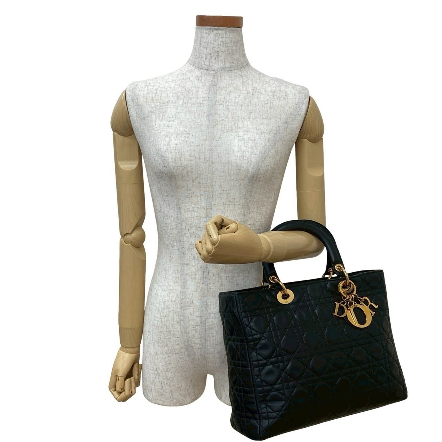 Christian Dior Black Leather Handbag Tote Bag ()