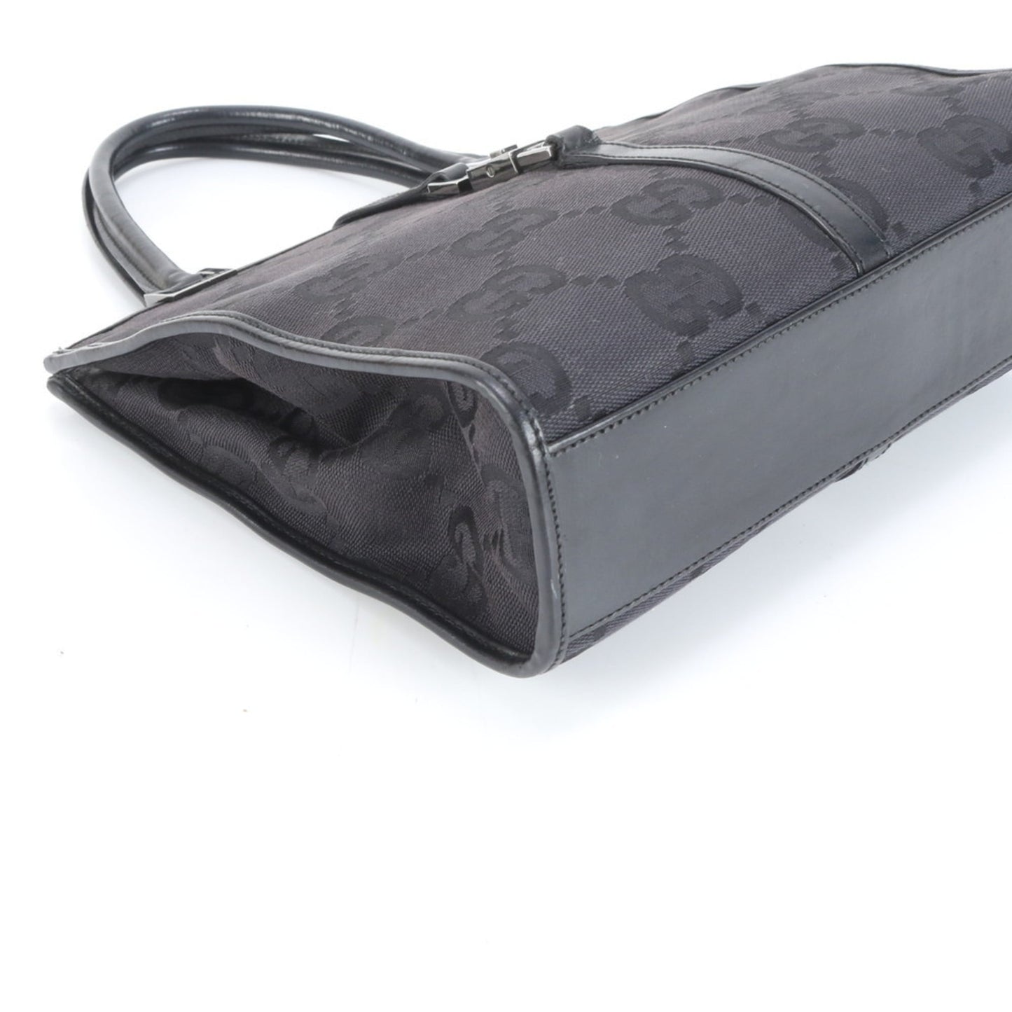 Gucci Black Leather Canvas Tote Bag ( )