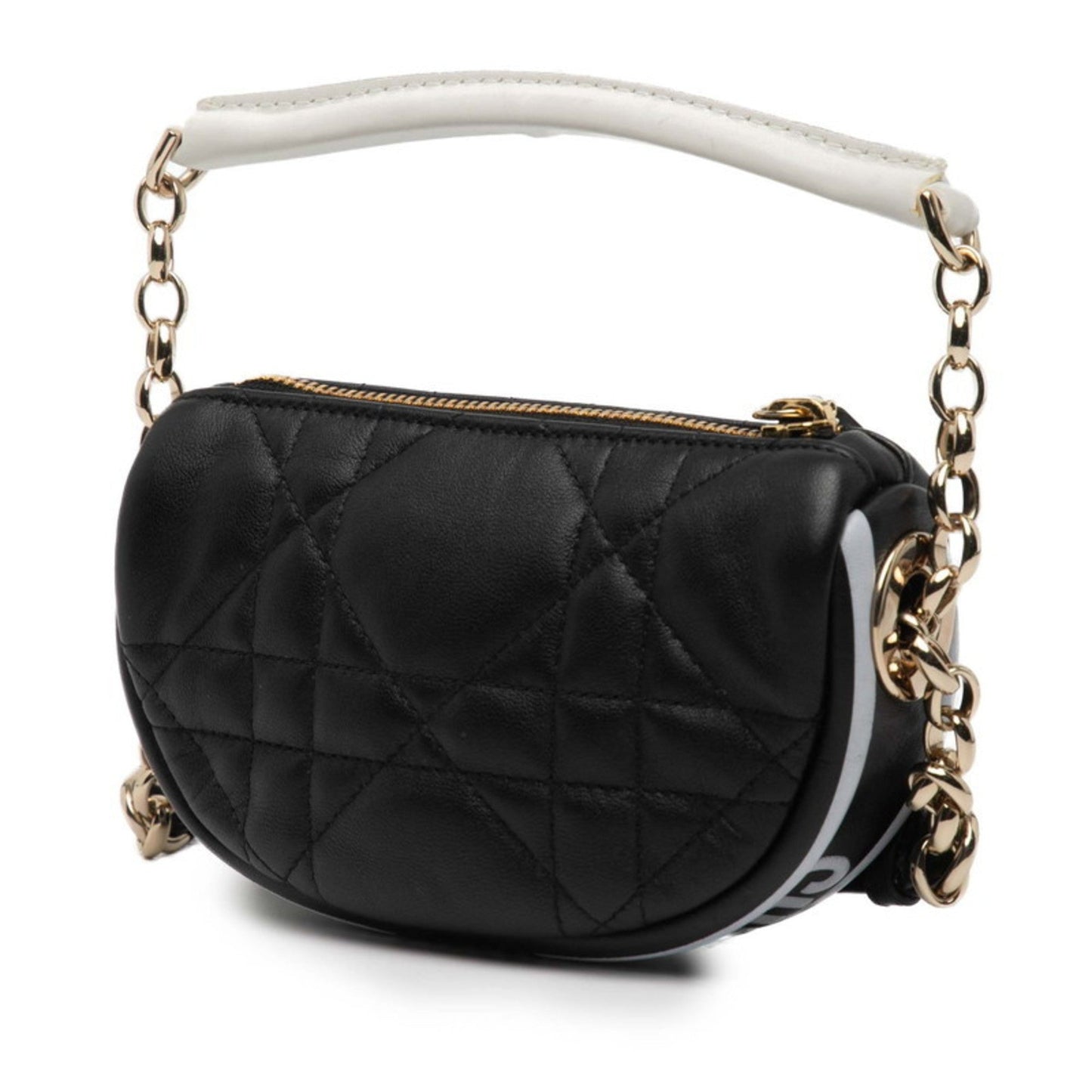 Christian Dior Black White Leather Handbag Shoulder Bag ()