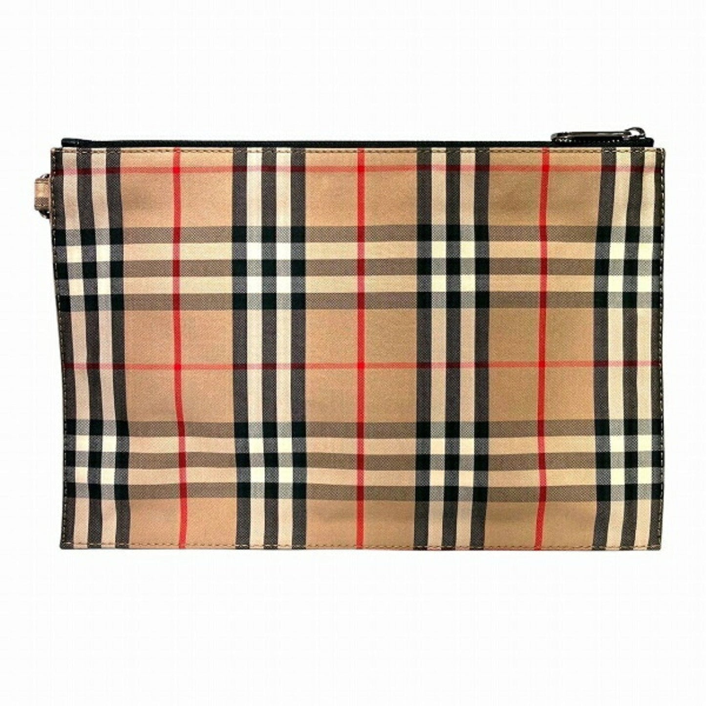 Burberry Beige Brown Canvas Leather Clutch Bag ( )