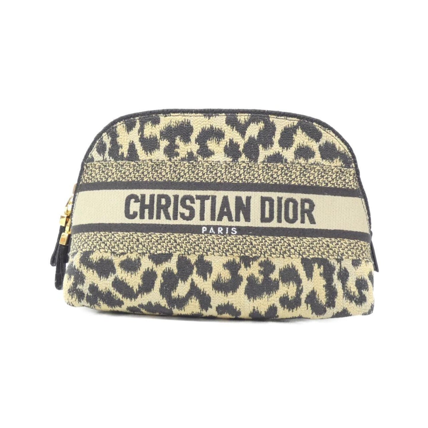 Christian Dior Beige Black Canvas Pouch ()