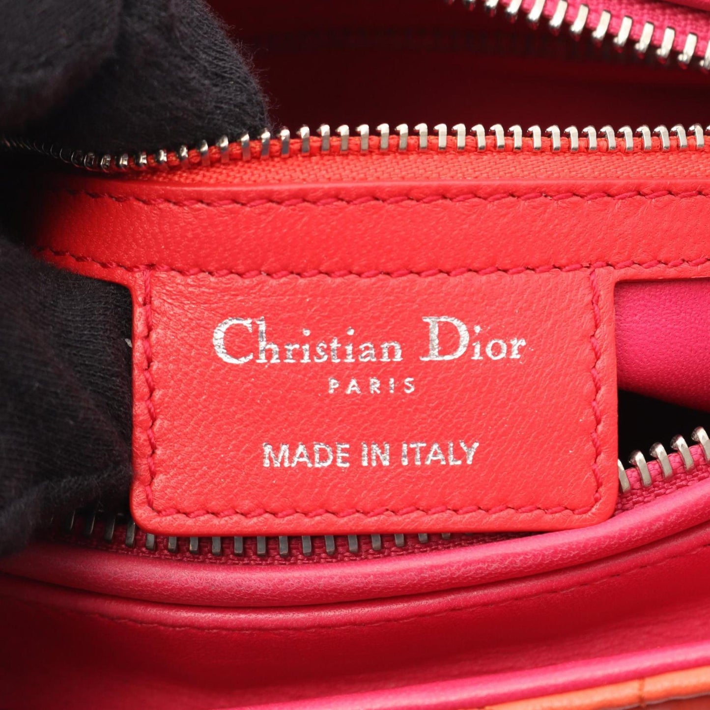 Christian Dior Orange Pink Leather Handbag ()