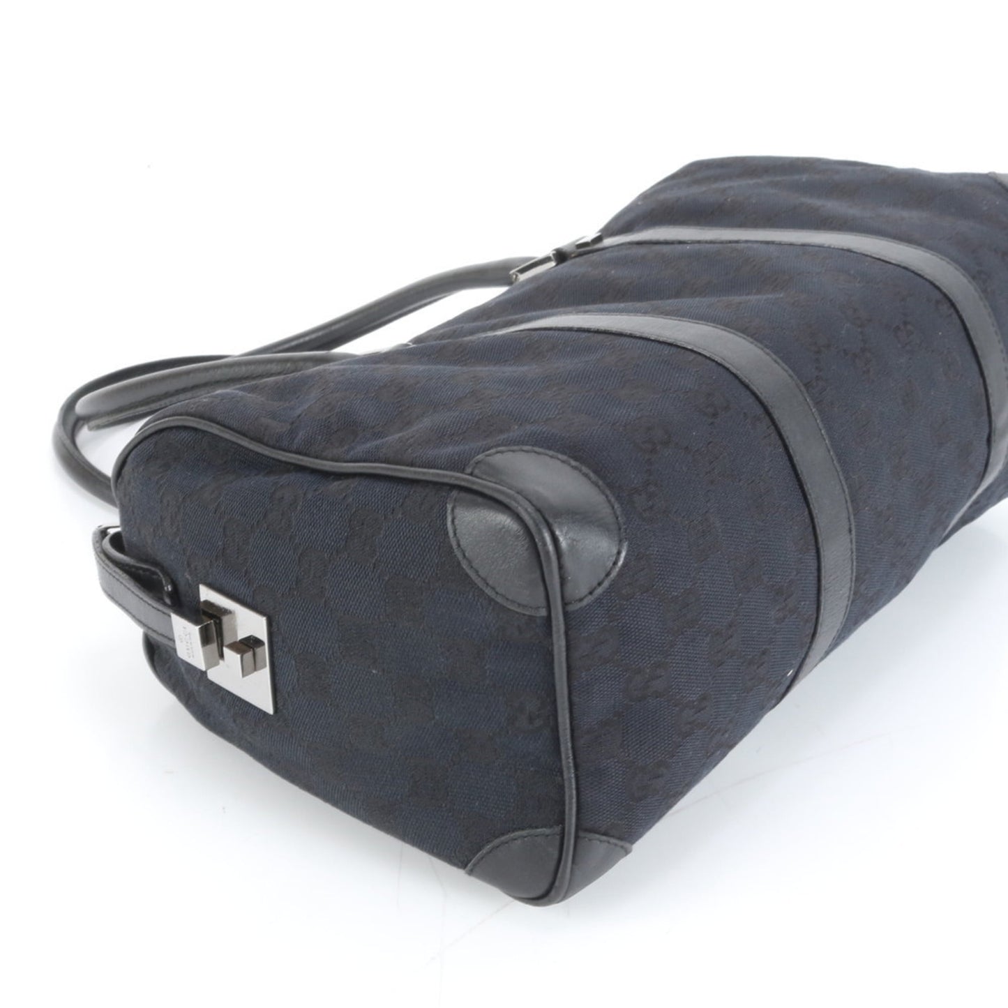 Gucci Black Leather Canvas Tote Bag ( )