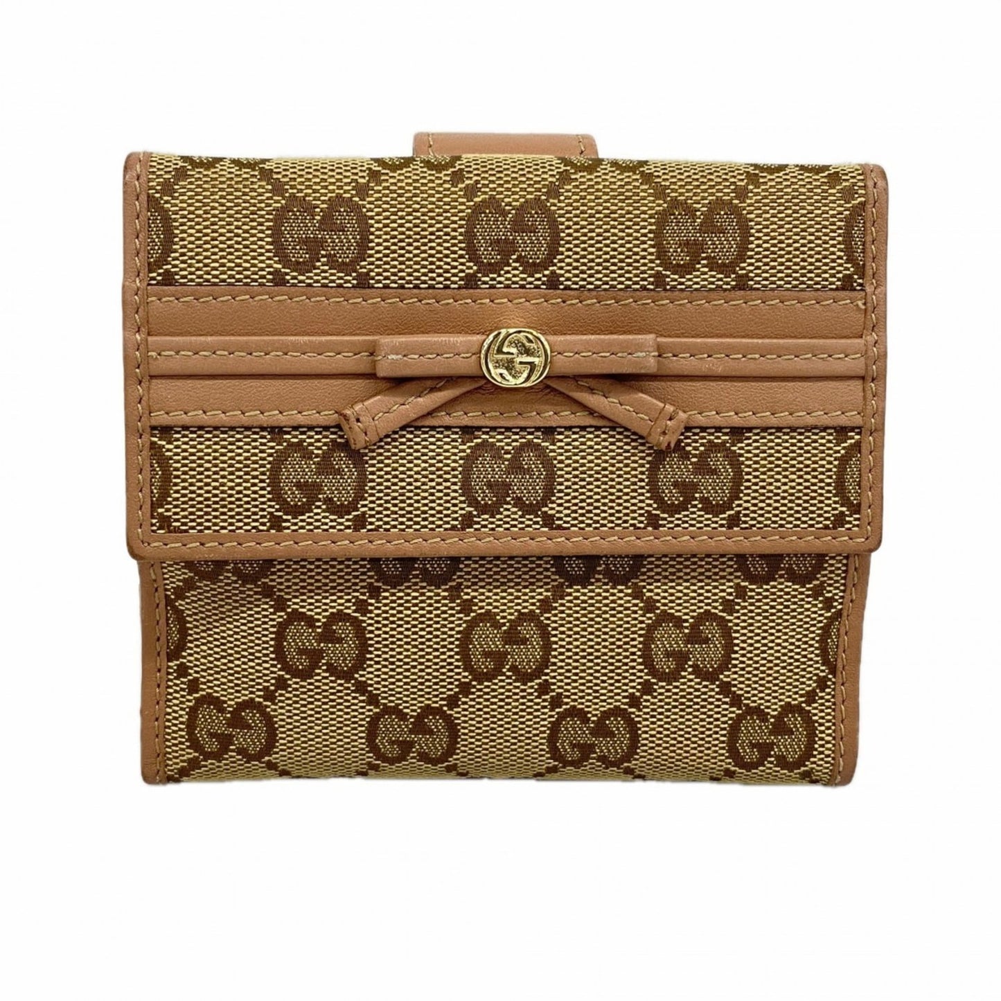 Gucci Beige Brown Pink Beige Canvas Wallet (Bi-Fold) ( )