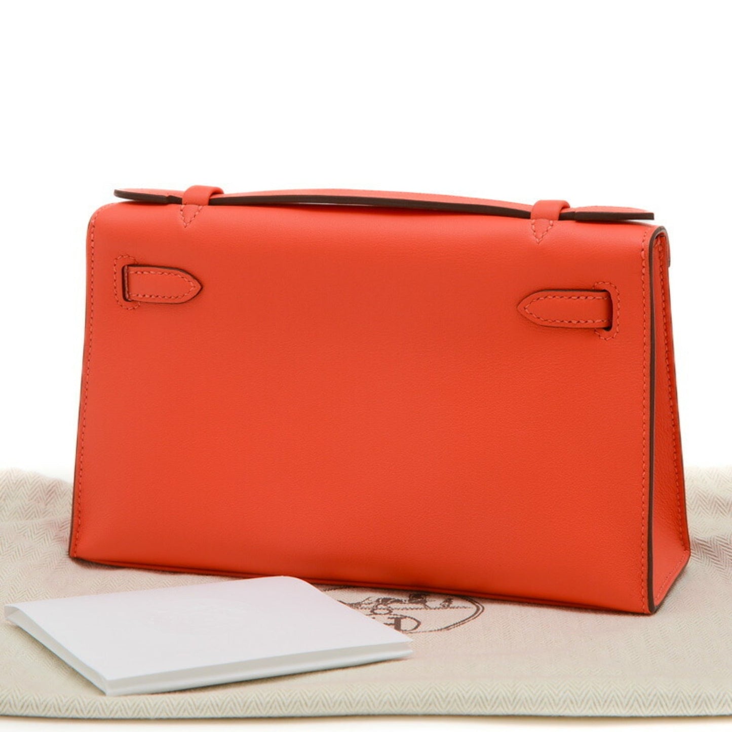 Hermes Orange Swift Leather Clutch Bag Handbag Shoulder Bag ( )