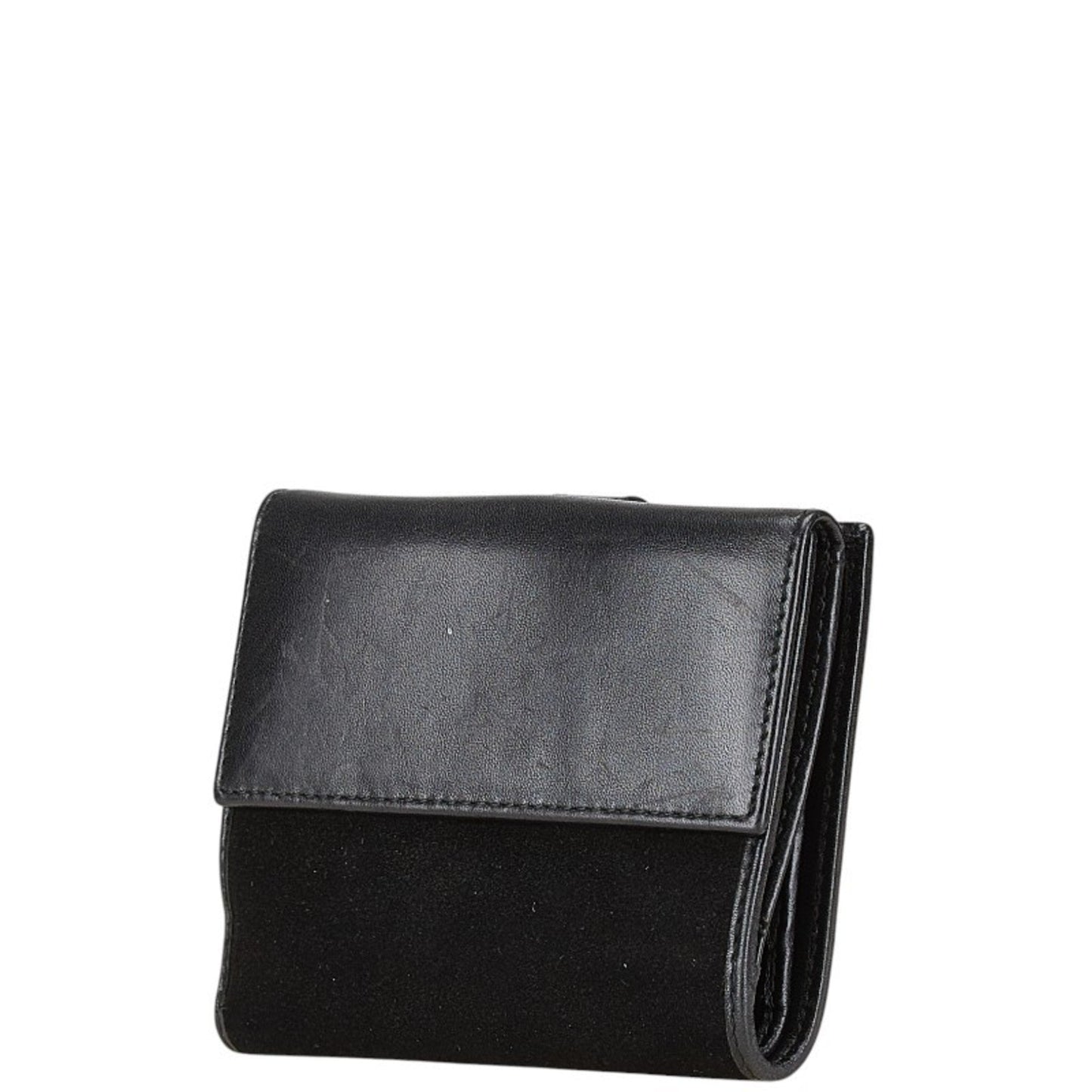 Gucci Gold Black Leather Suede Wallet (Tri-Fold) ( )
