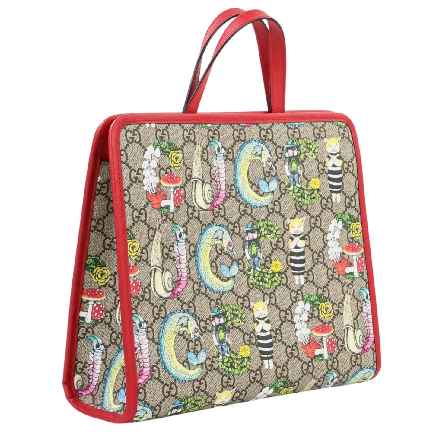 Gucci Beige Red Color Gg Supreme Tote Bag ( )