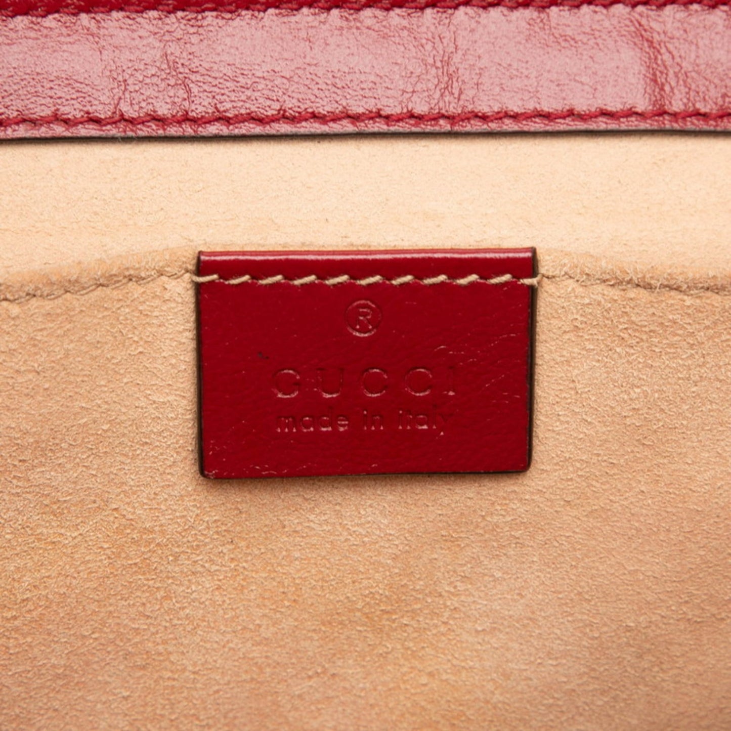 Gucci Beige Red Color Canvas Leather Shoulder Bag ( )