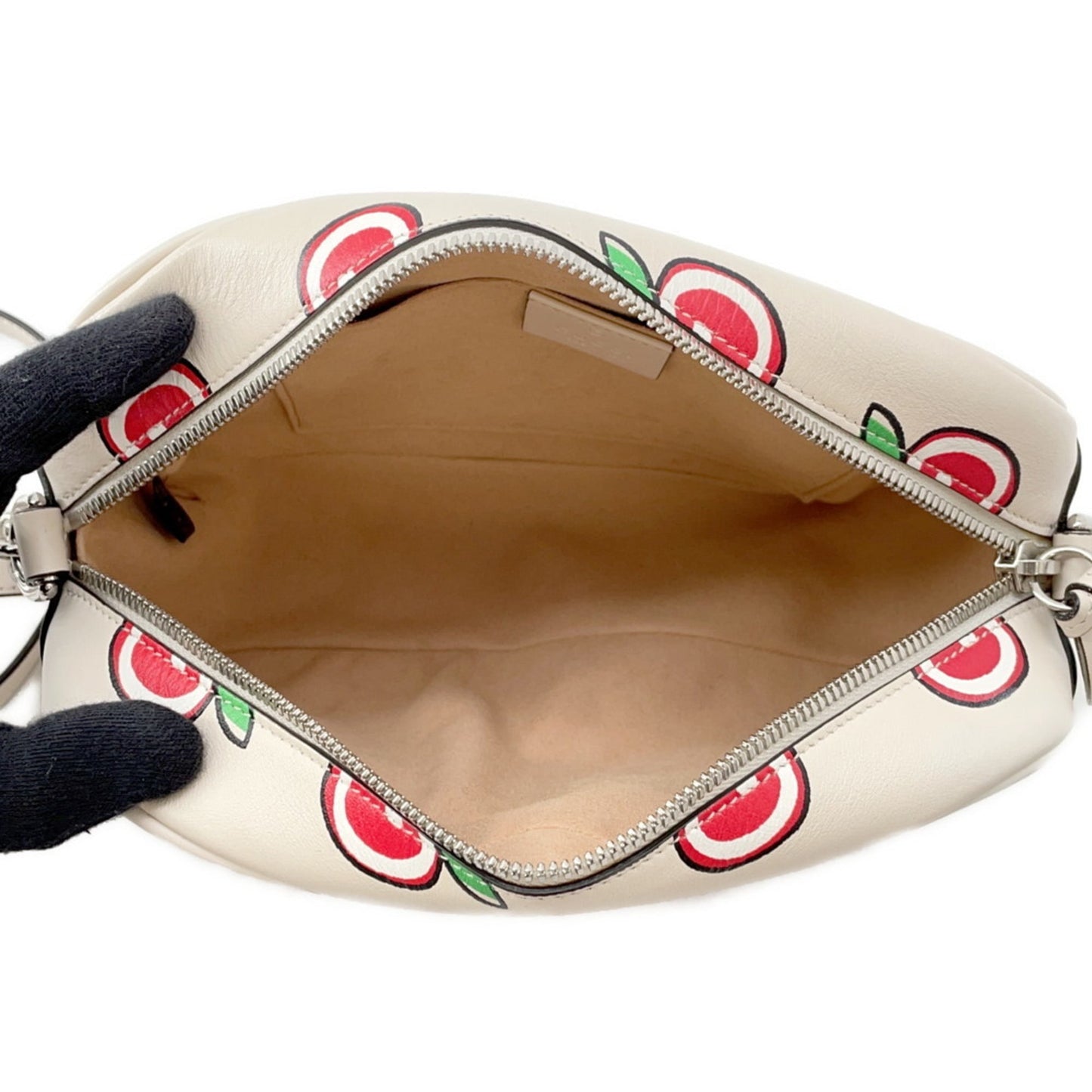 Gucci Beige Red Color White Leather Shoulder Bag ( )