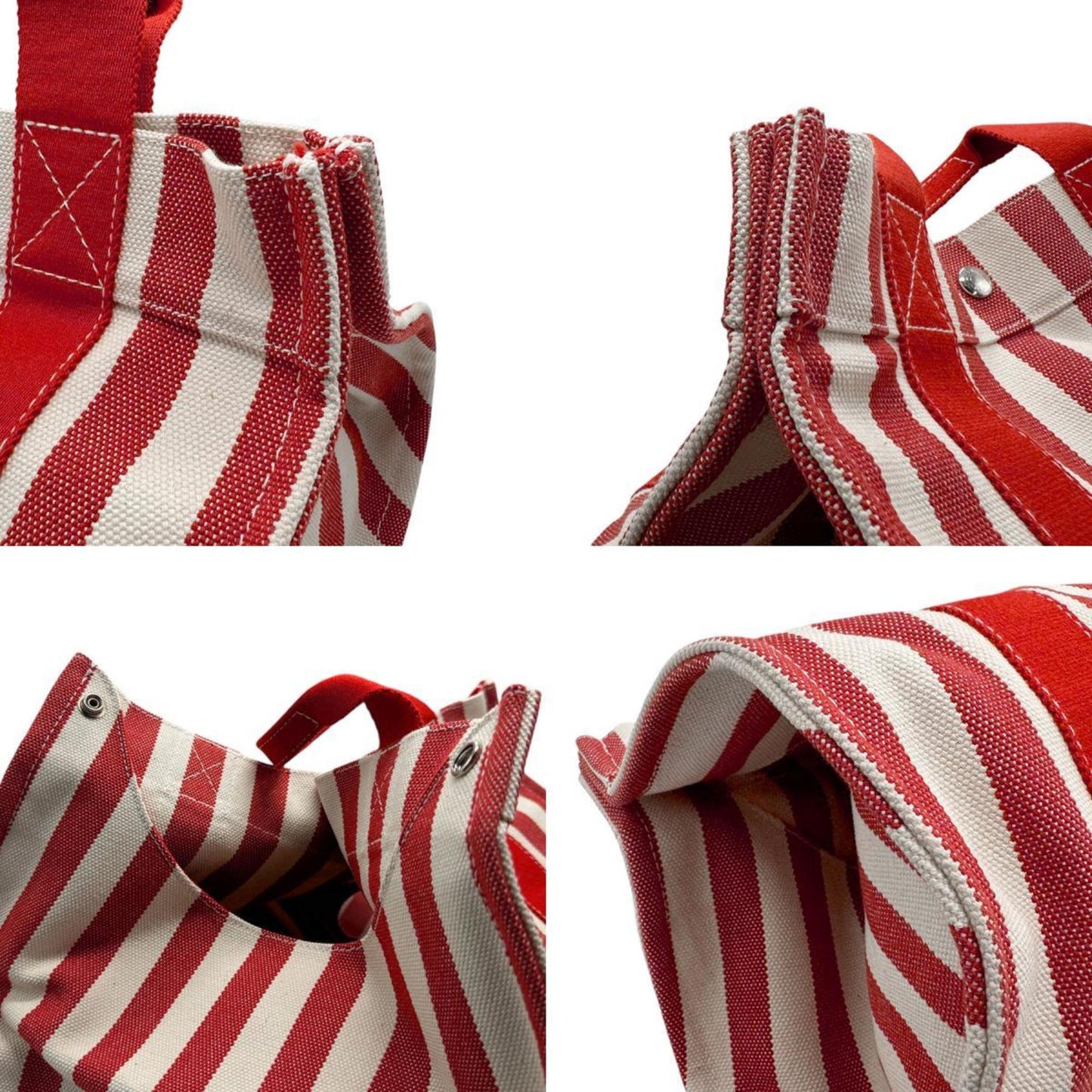 Hermes Red Color White Canvas Handbag ( )