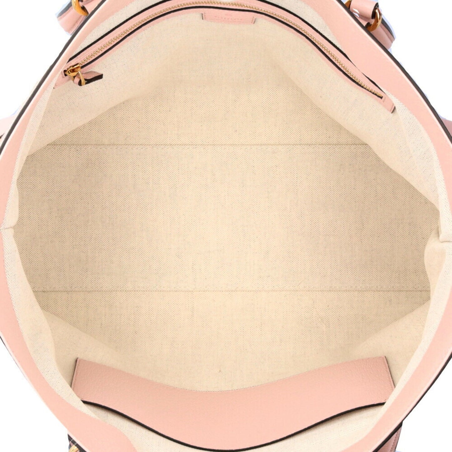 Gucci Beige Pink Canvas Leather Tote Bag ( )