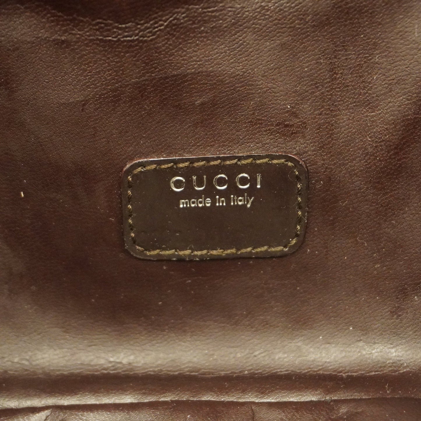 GUCCI Auth  Bamboo Vanity Bag 032 1956 0150 Women's Leather Vanity Bag Brown