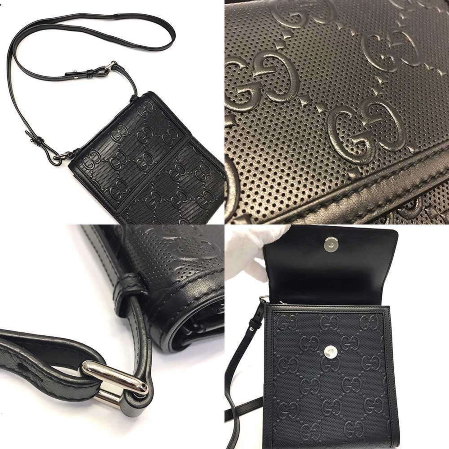 Gucci Black Gg Leather Shoulder Bag ( )