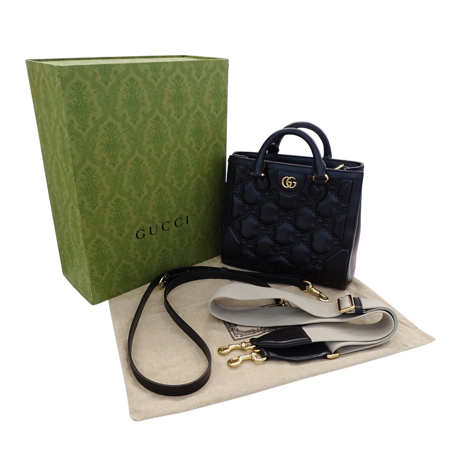 Gucci Black Leather Handbag Shoulder Bag ( )