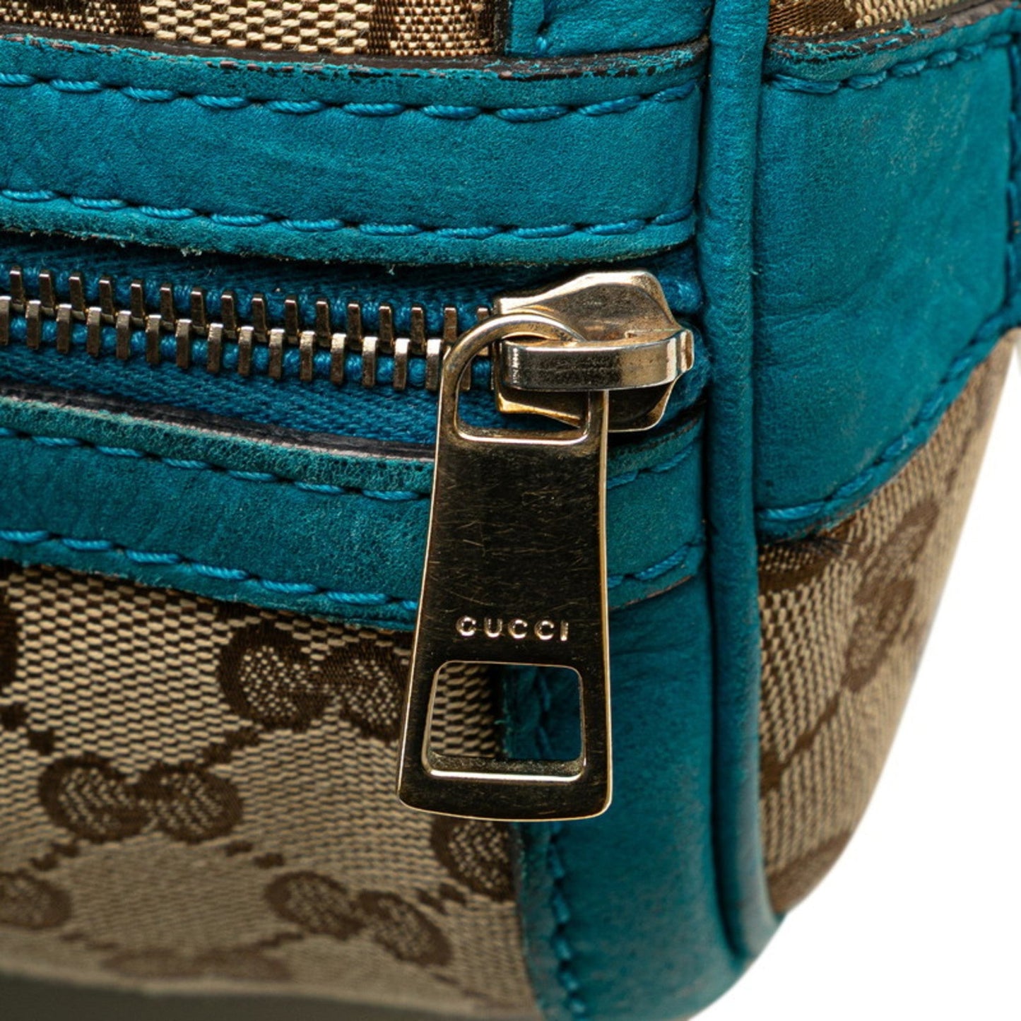 Gucci Beige Blue Gg Canvas Leather Handbag Shoulder Bag ( )