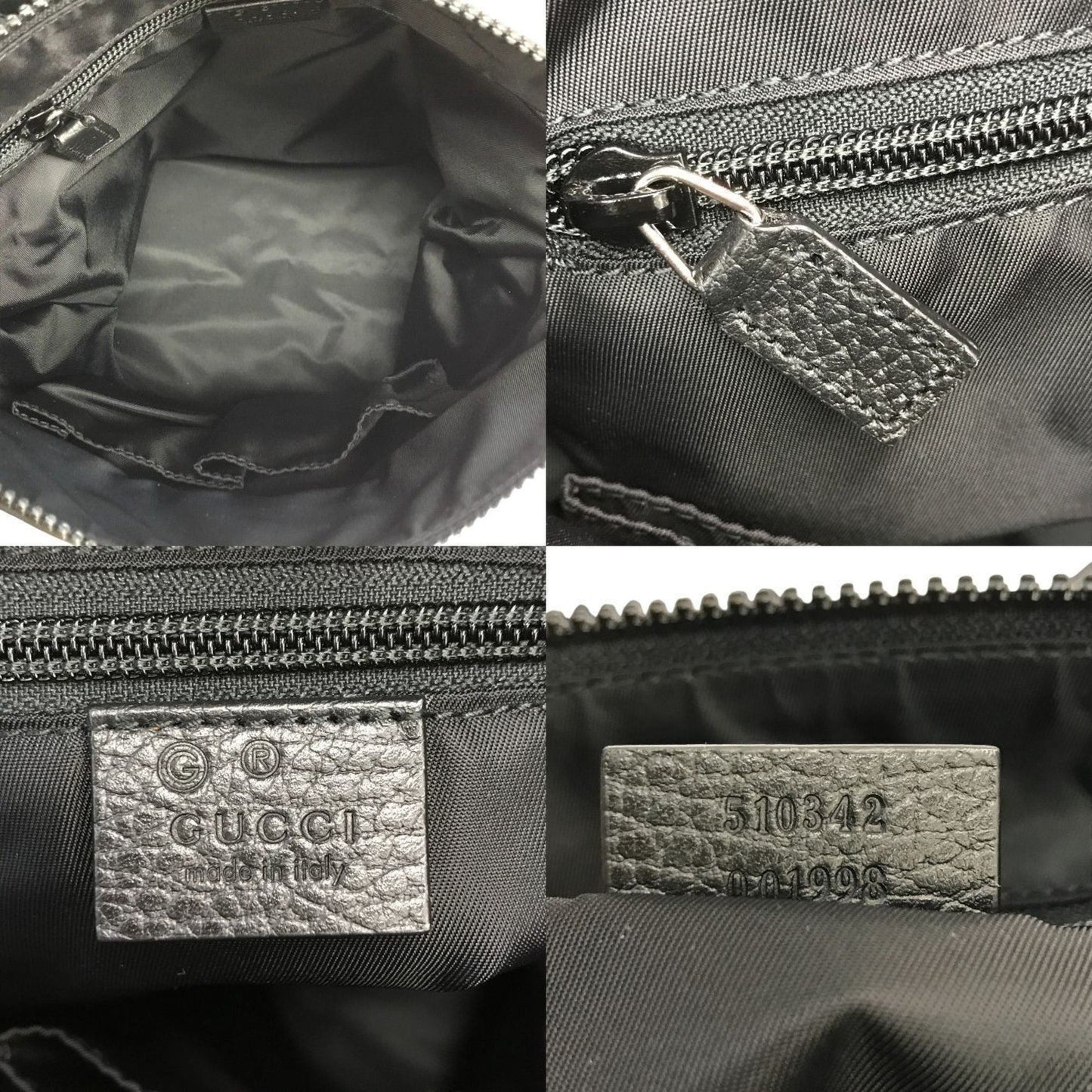 Gucci Black Nylon Leather Shoulder Bag ( )
