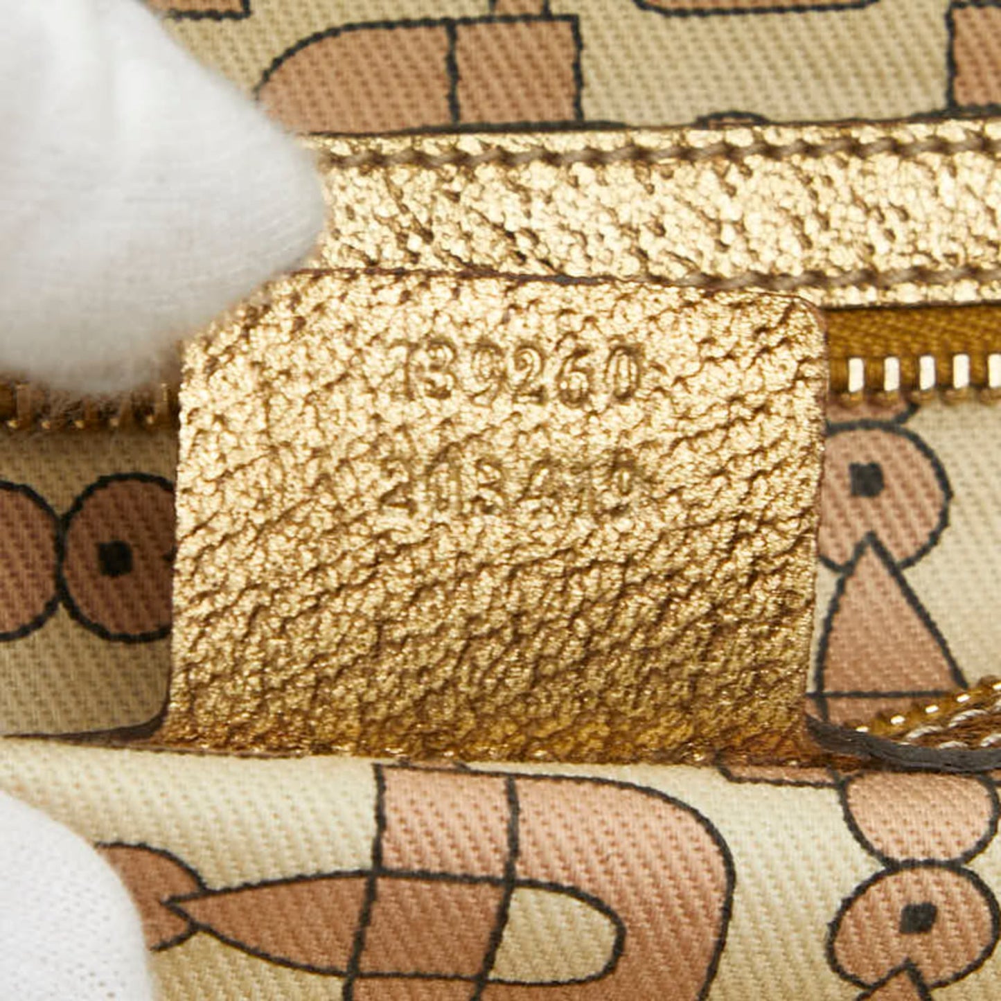 Gucci Brown Gold Canvas Leather Handbag Tote Bag ( )
