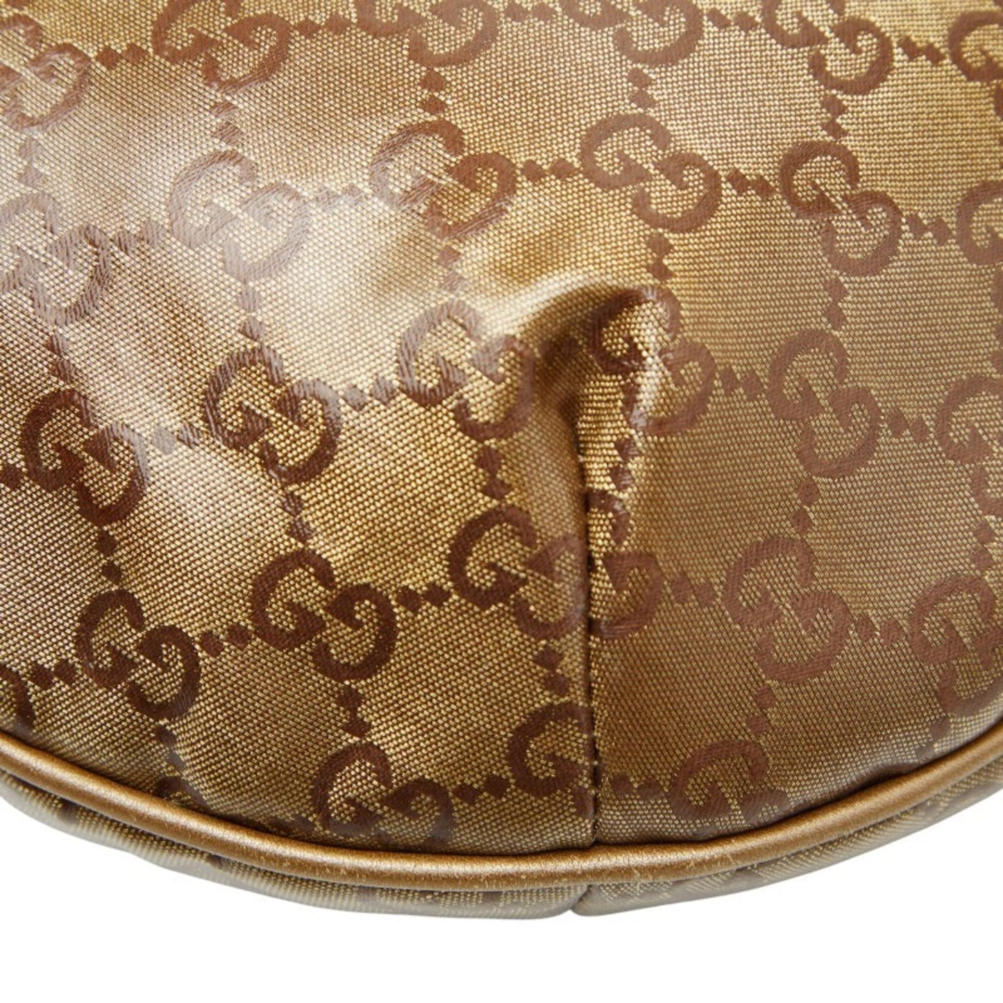 Gucci Gold Brown Gray Canvas Leather Shoulder Bag ( )