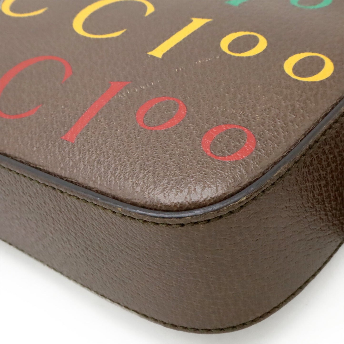 Gucci Brown Green Red Color Yellow Leather Clutch Bag Fanny Pack Sling Bag ( )