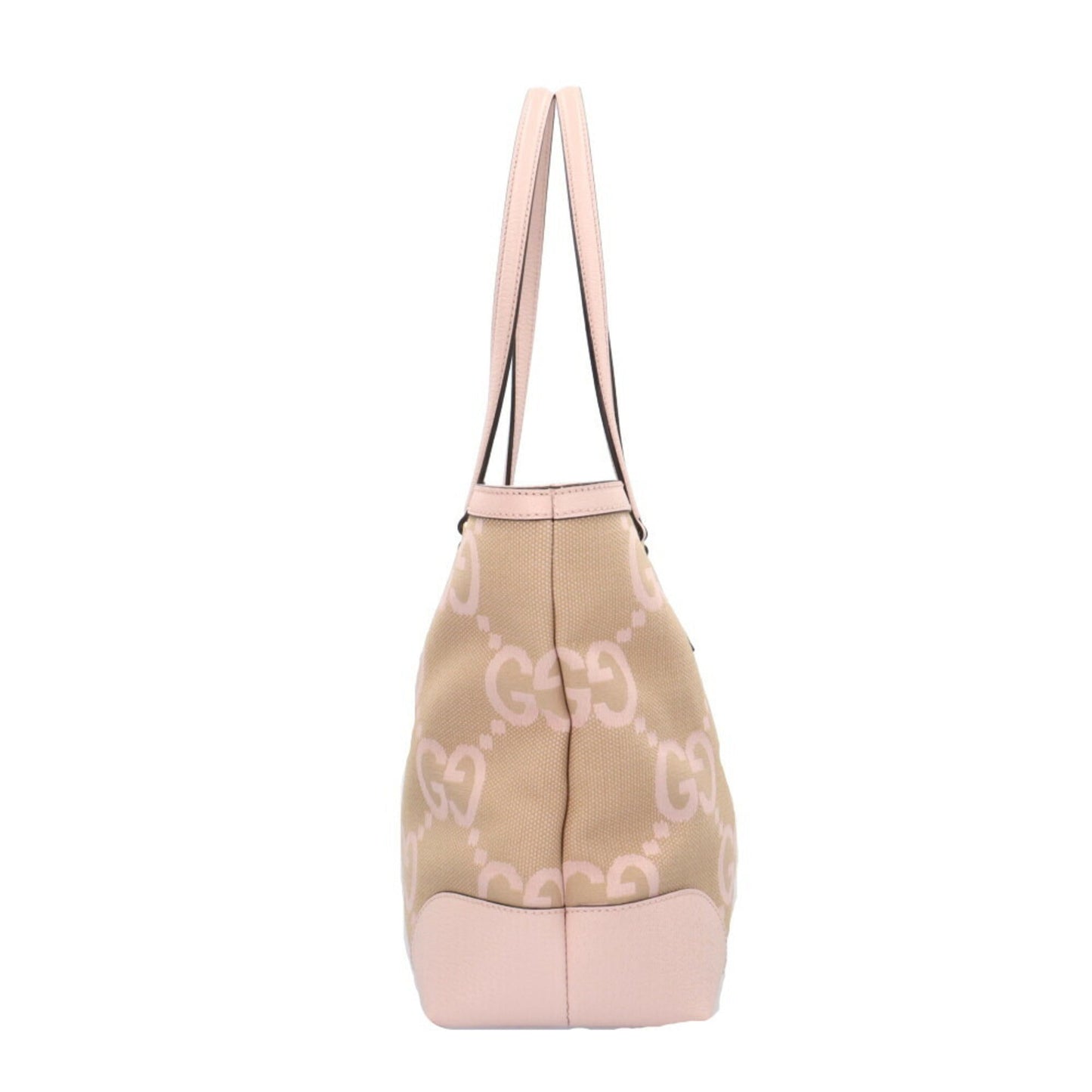 Gucci Beige Pink Canvas Leather Tote Bag ( )