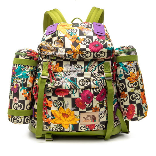 Gucci Green Multi-Color Nylon Leather Backpack ( )