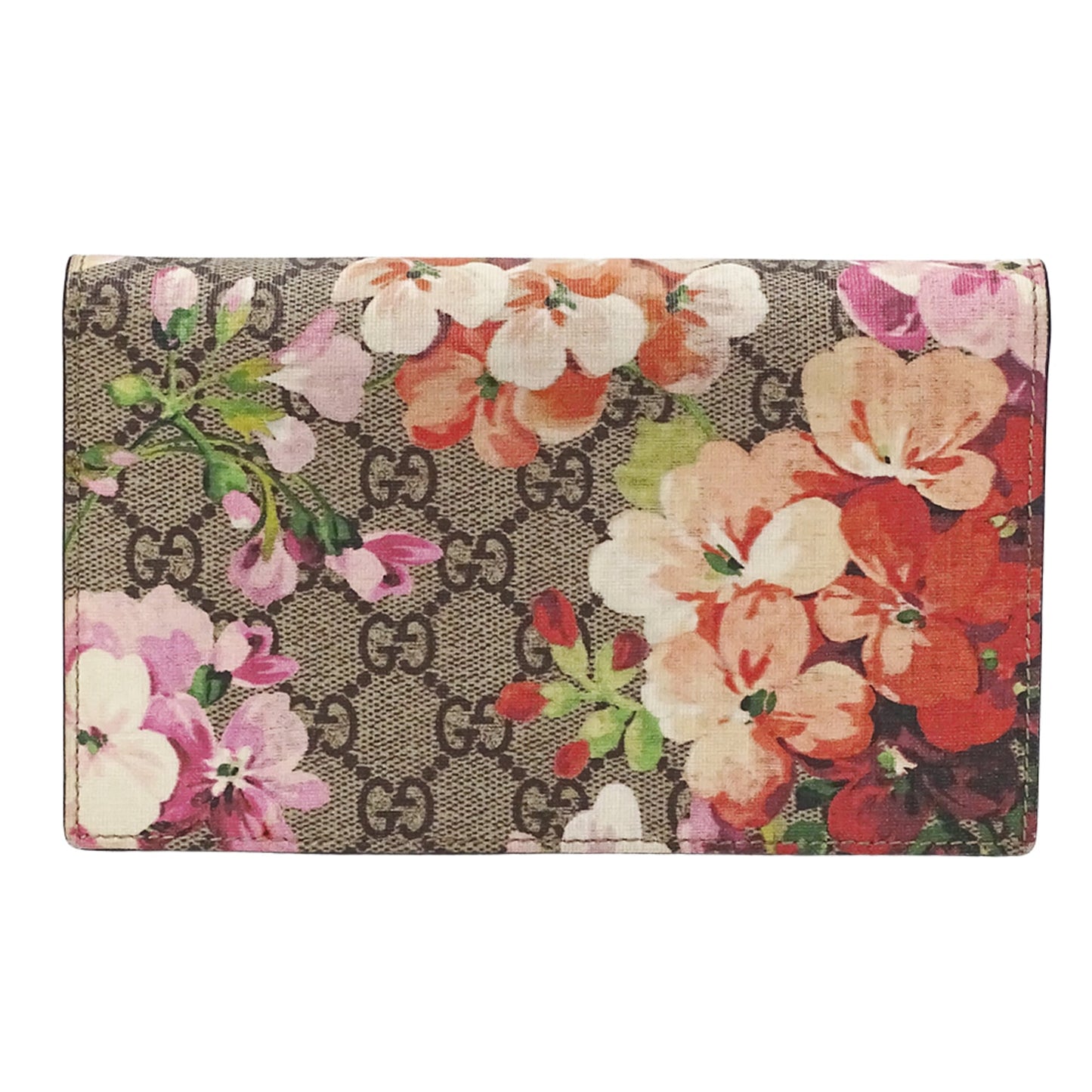 Gucci Brown Pink Gg Supreme Chain/Shoulder Wallet ( )
