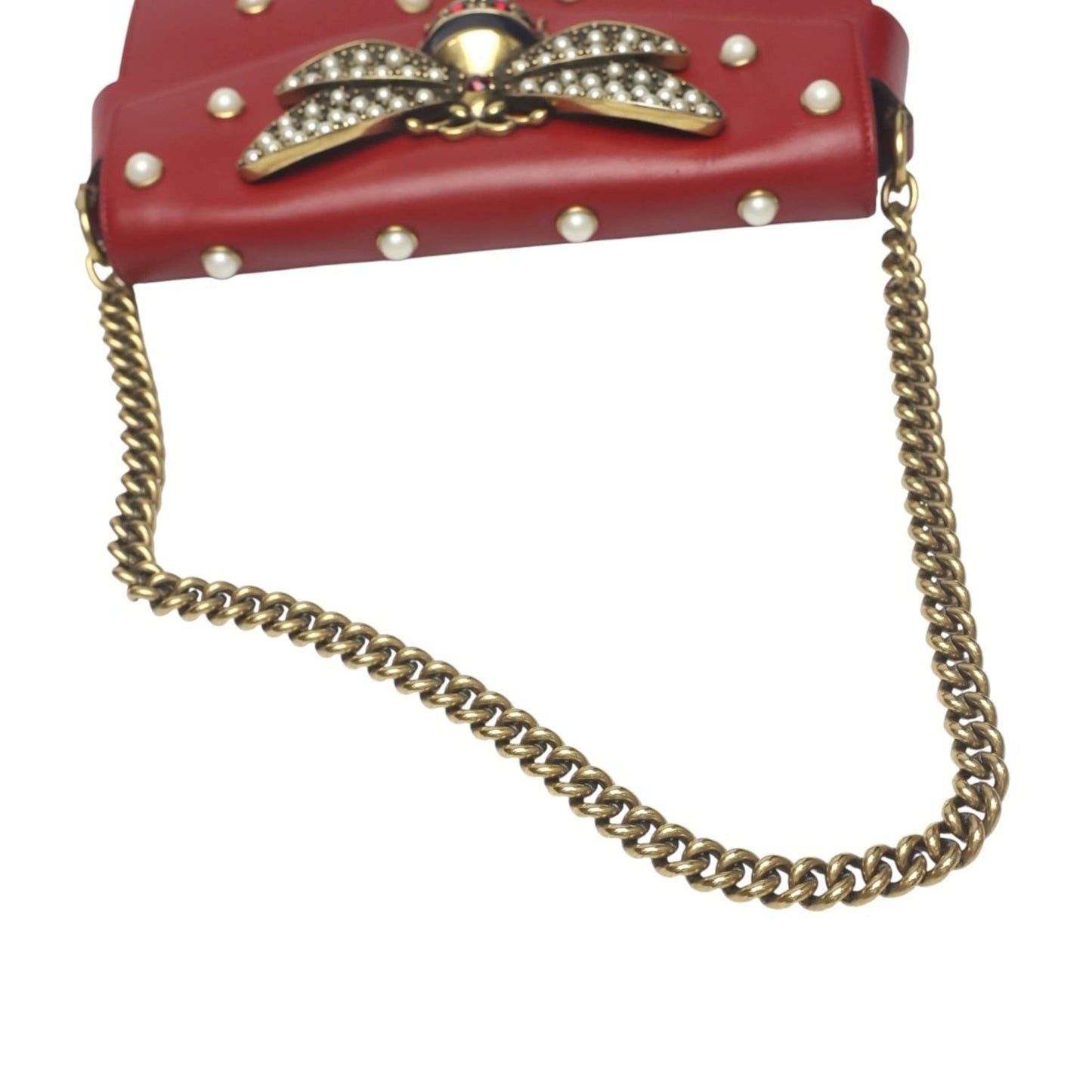 Gucci Red Color Leather Handbag Shoulder Bag ( )
