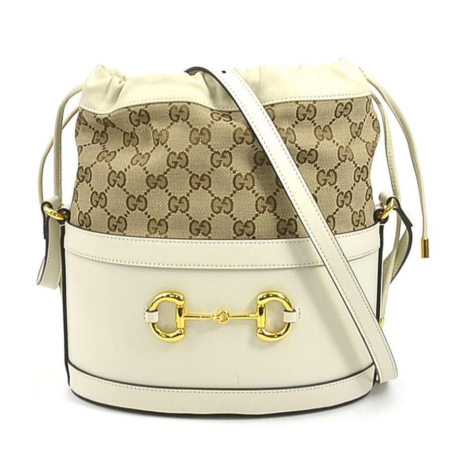 Gucci Ivory Gg Canvas Leather Shoulder Bag ( )