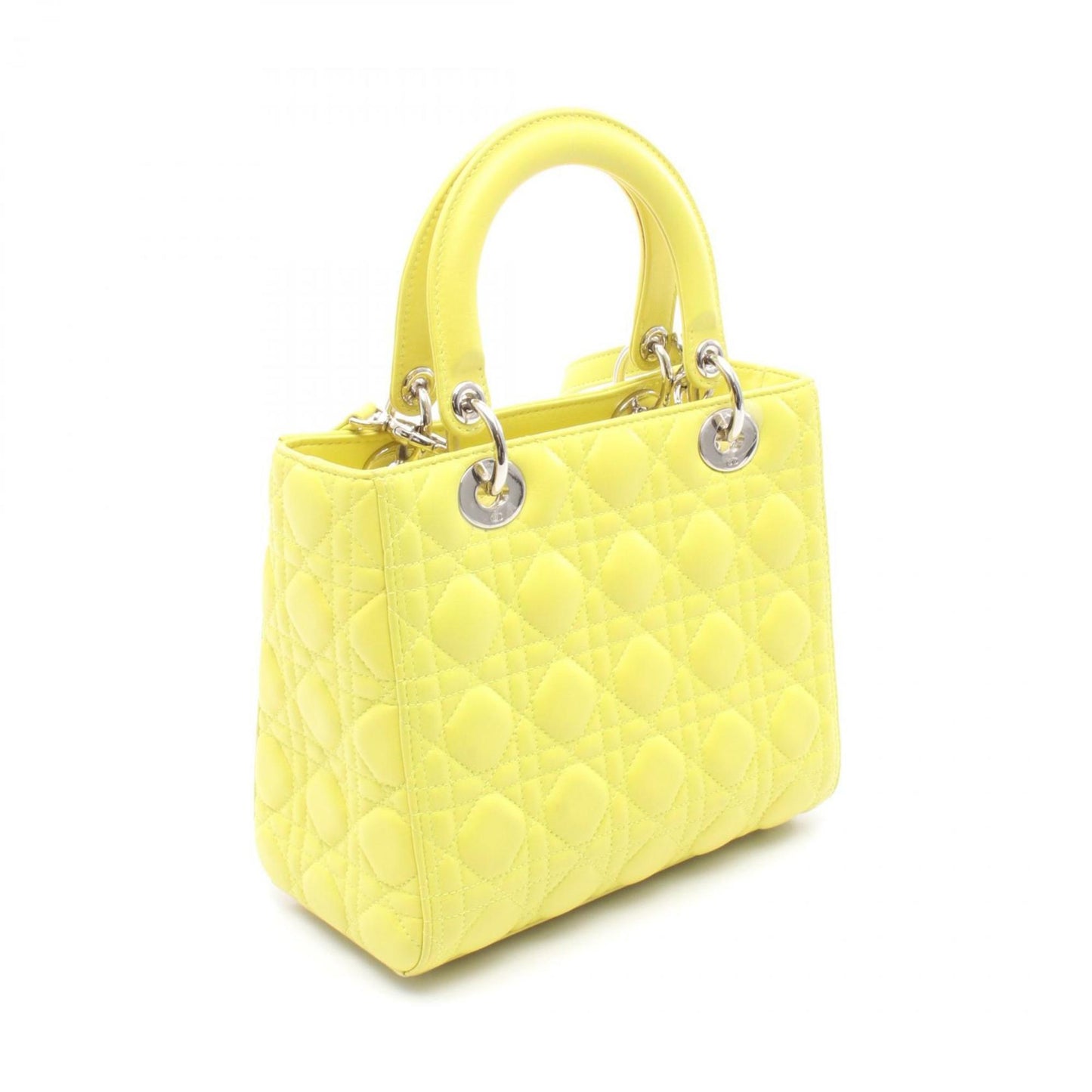 Christian Dior Lady Dior Yellow Leather Handbag ()