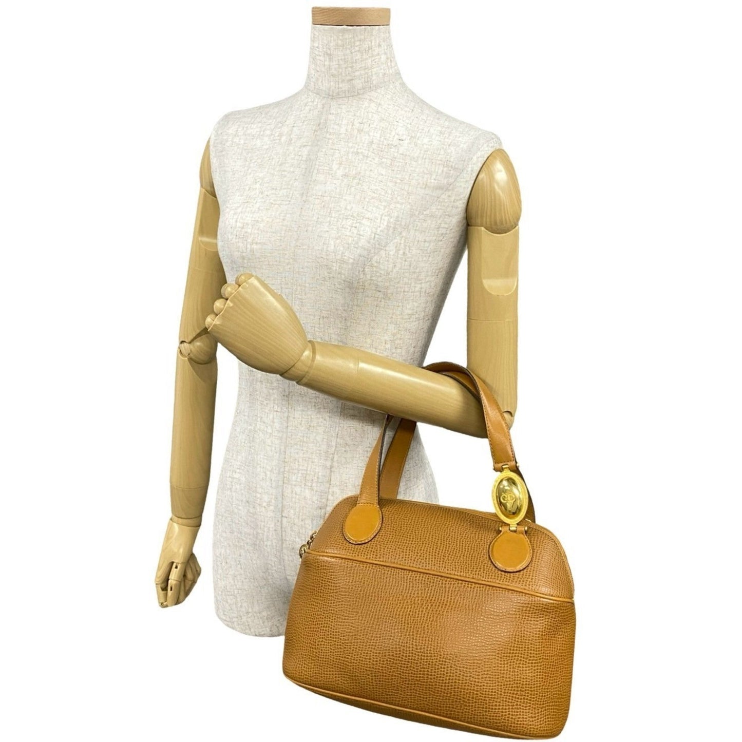 Christian Dior Brown Leather Boston Bag Handbag ()
