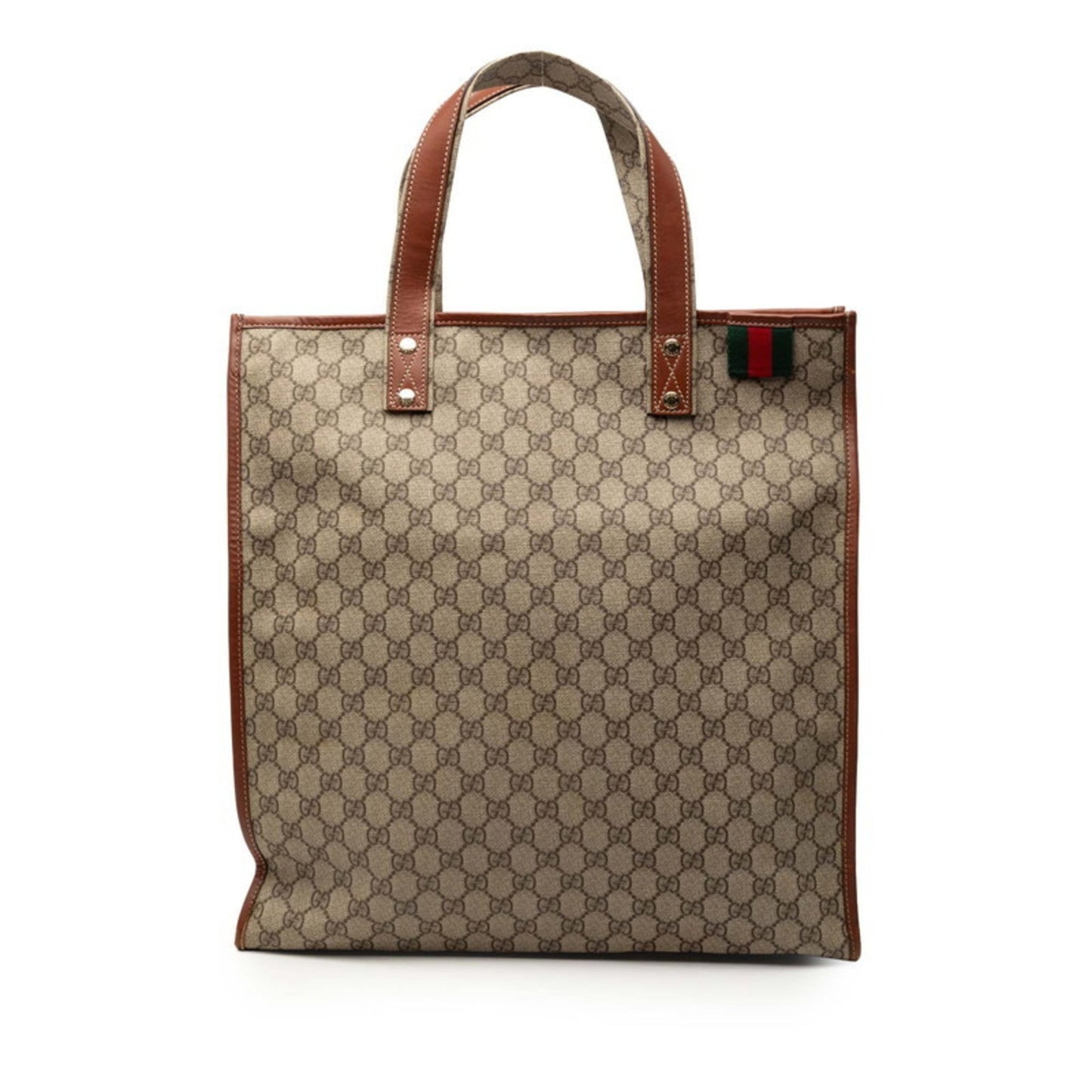 Gucci Beige Brown Gg Supreme Pvc Leather Tote Bag ( )