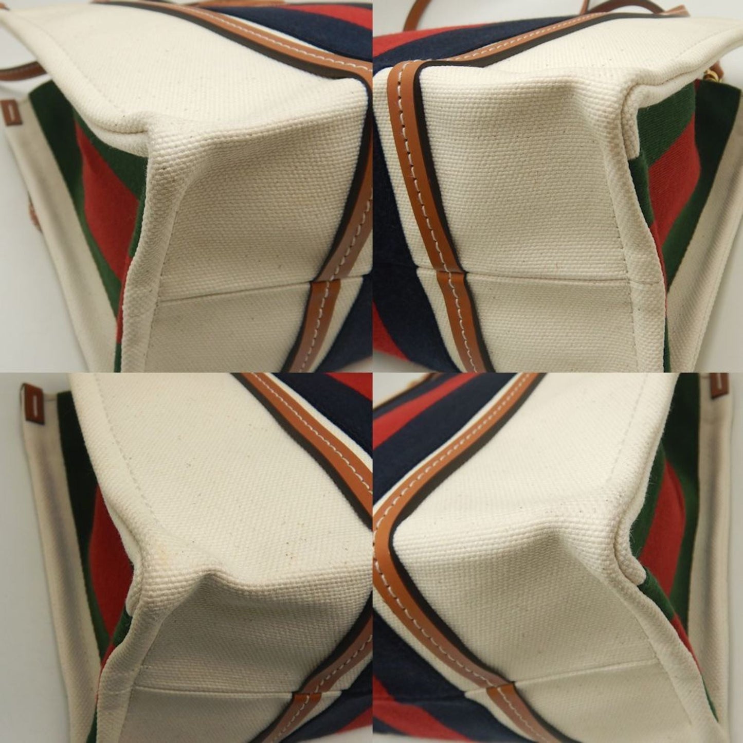 Gucci Brown Ivory Canvas Tote Bag ( )
